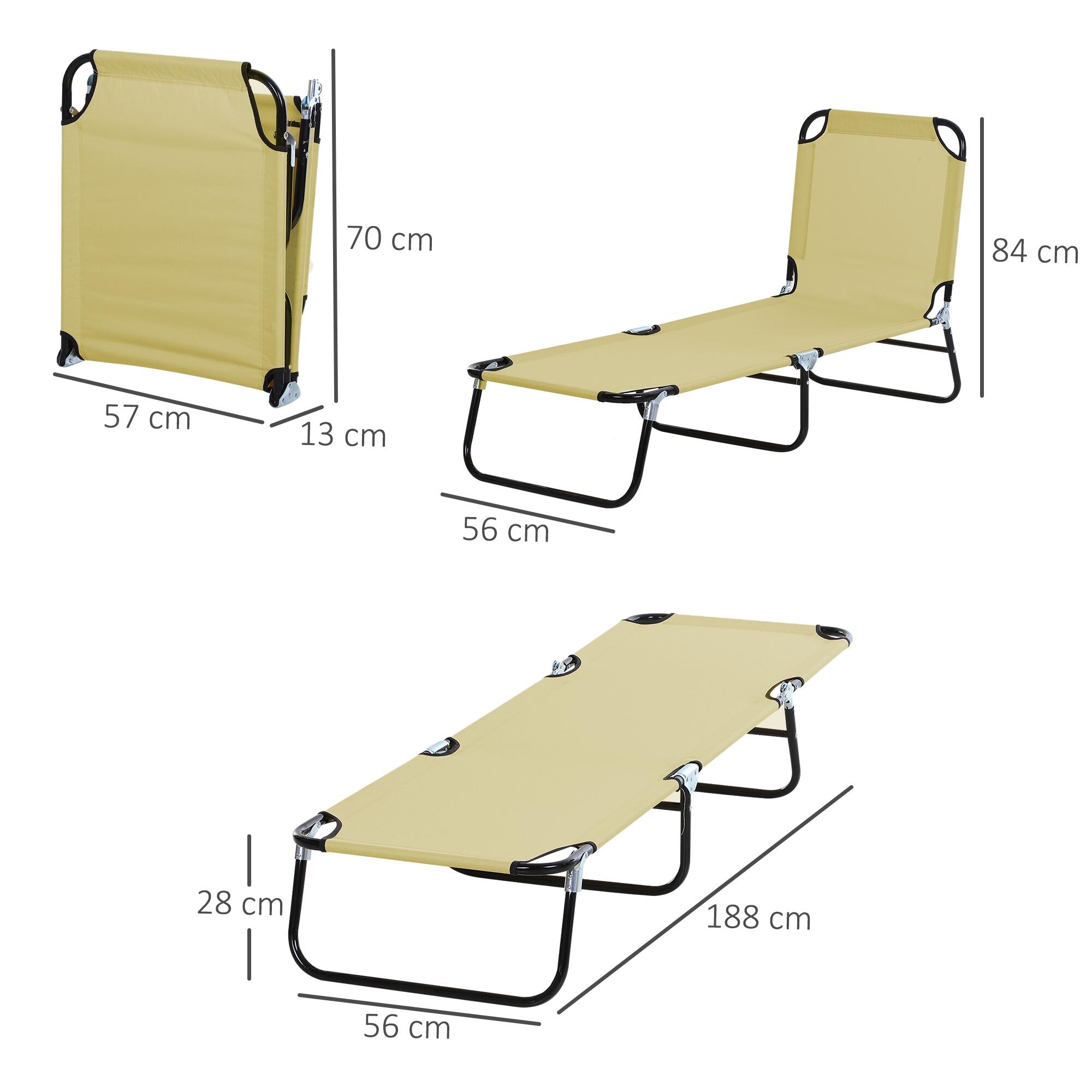 Tumbona Plegable Outsunny 188x56x28 cm Beige 3/7