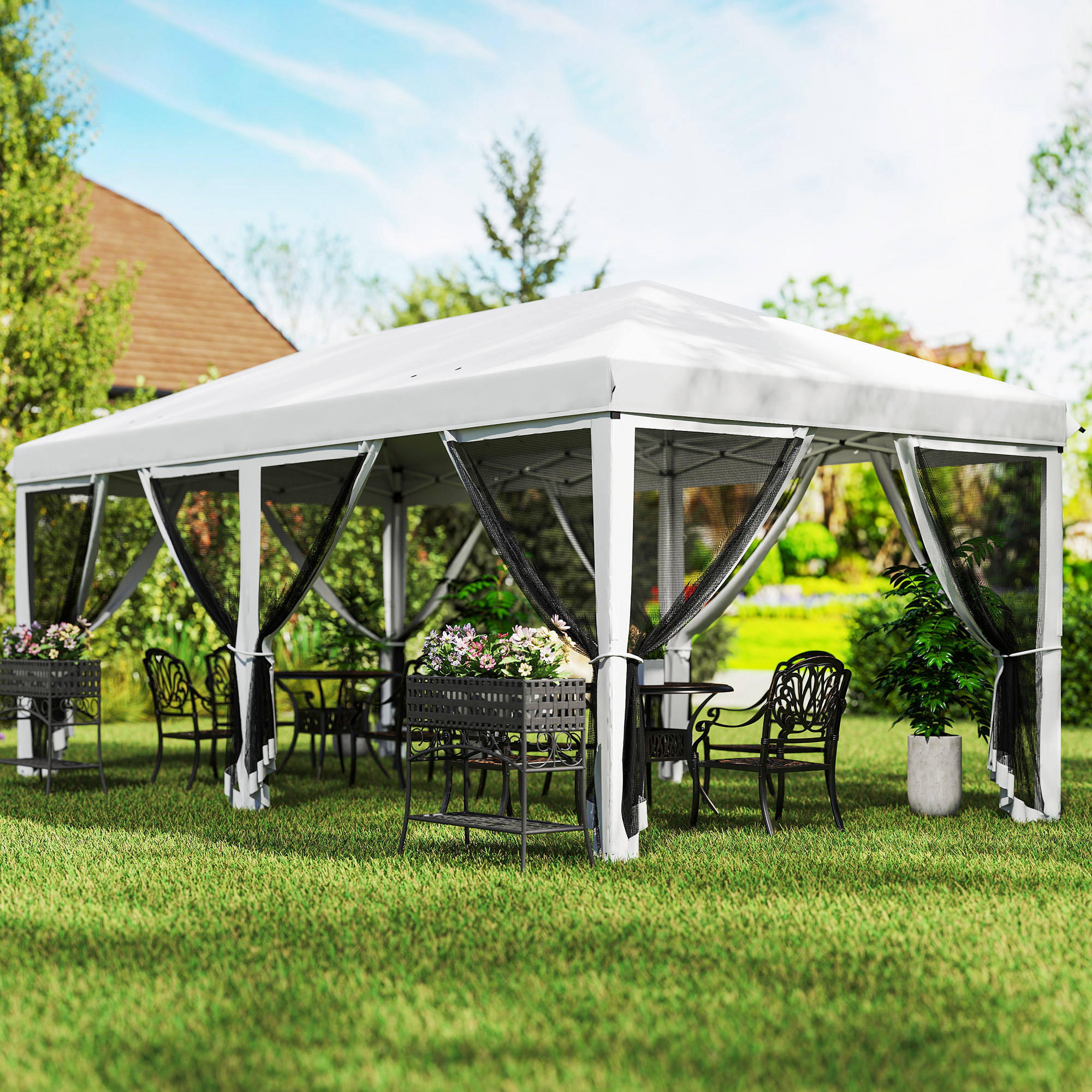 Carpa para eventos deportivos 585x295x270 cm Crema 2/8