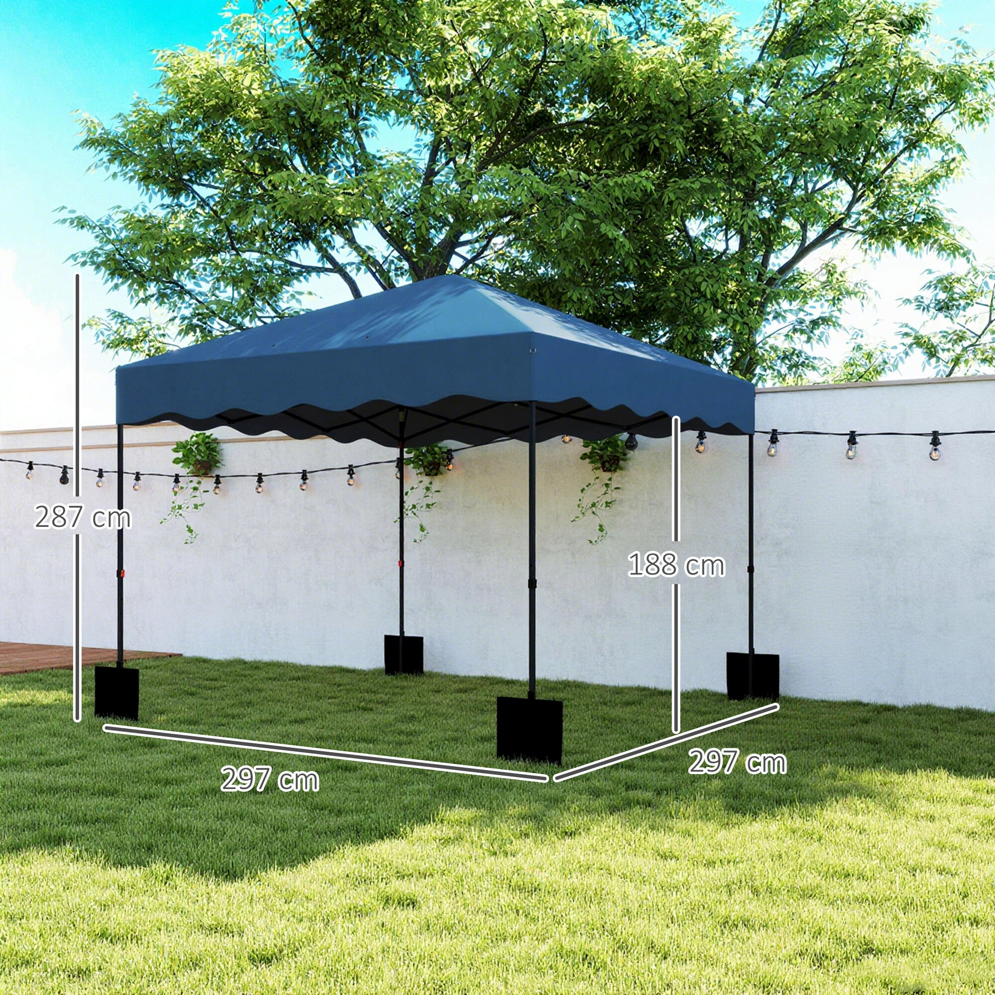 Tenda dobrável 297x297x287 cm azul Outsunny 3/7