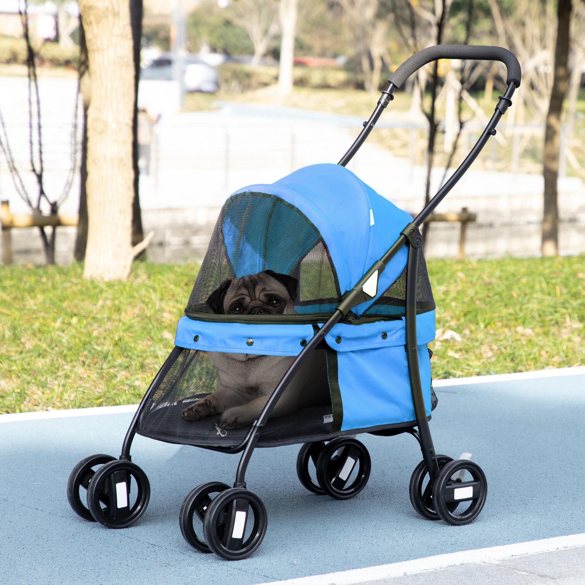 Cochecito para Mascota PawHut 82x47x97 cm Azul 2/7