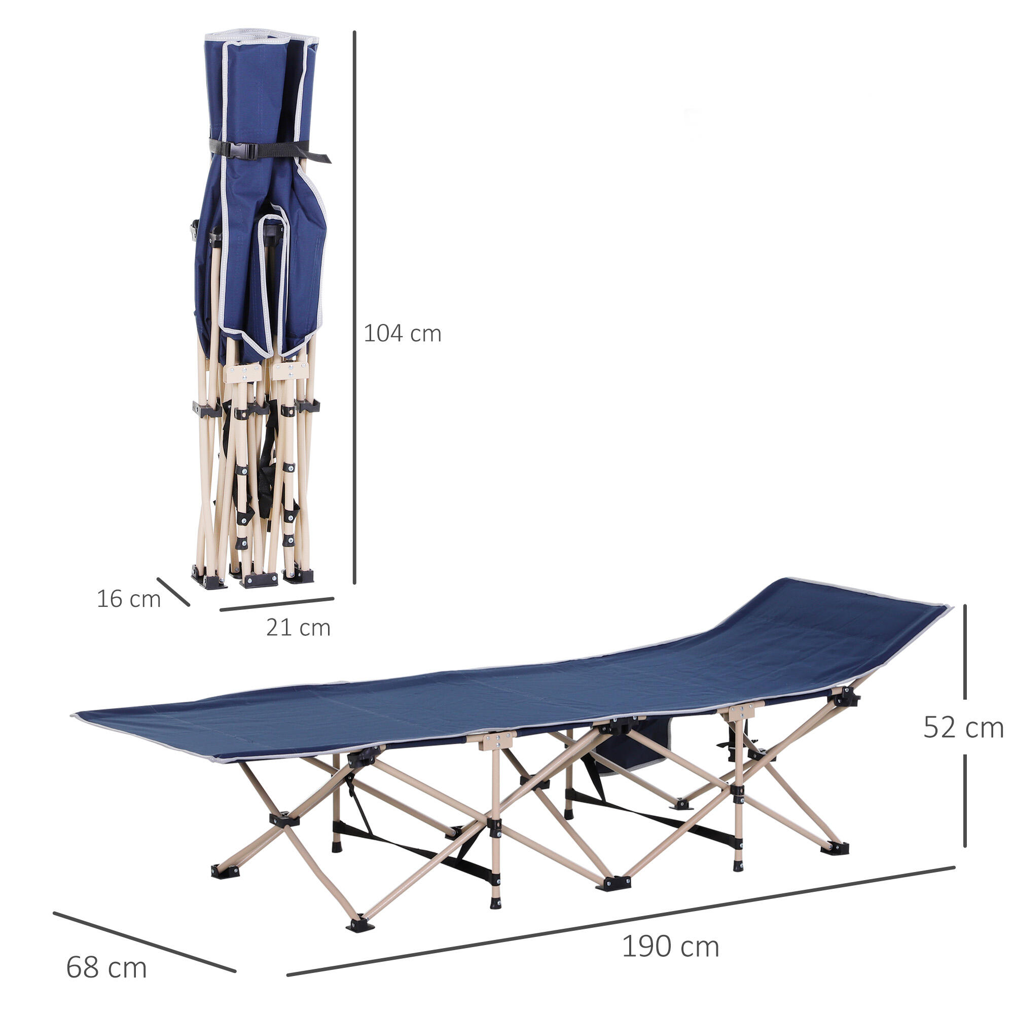 Cama de Camping Outsunny 190x68x52 cm Azul 3/7