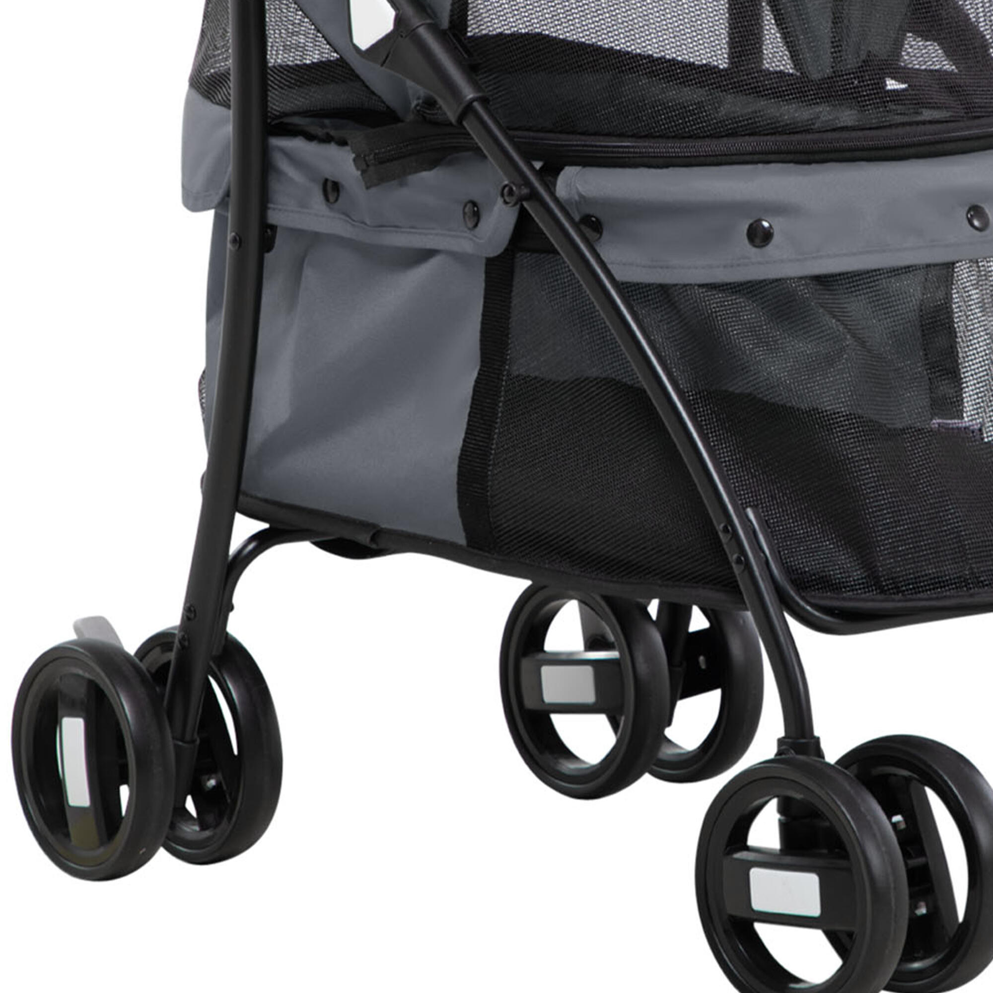 Cochecito para mascotas plegable con ventanas PawHut 82x47x97 cm gris 4/7