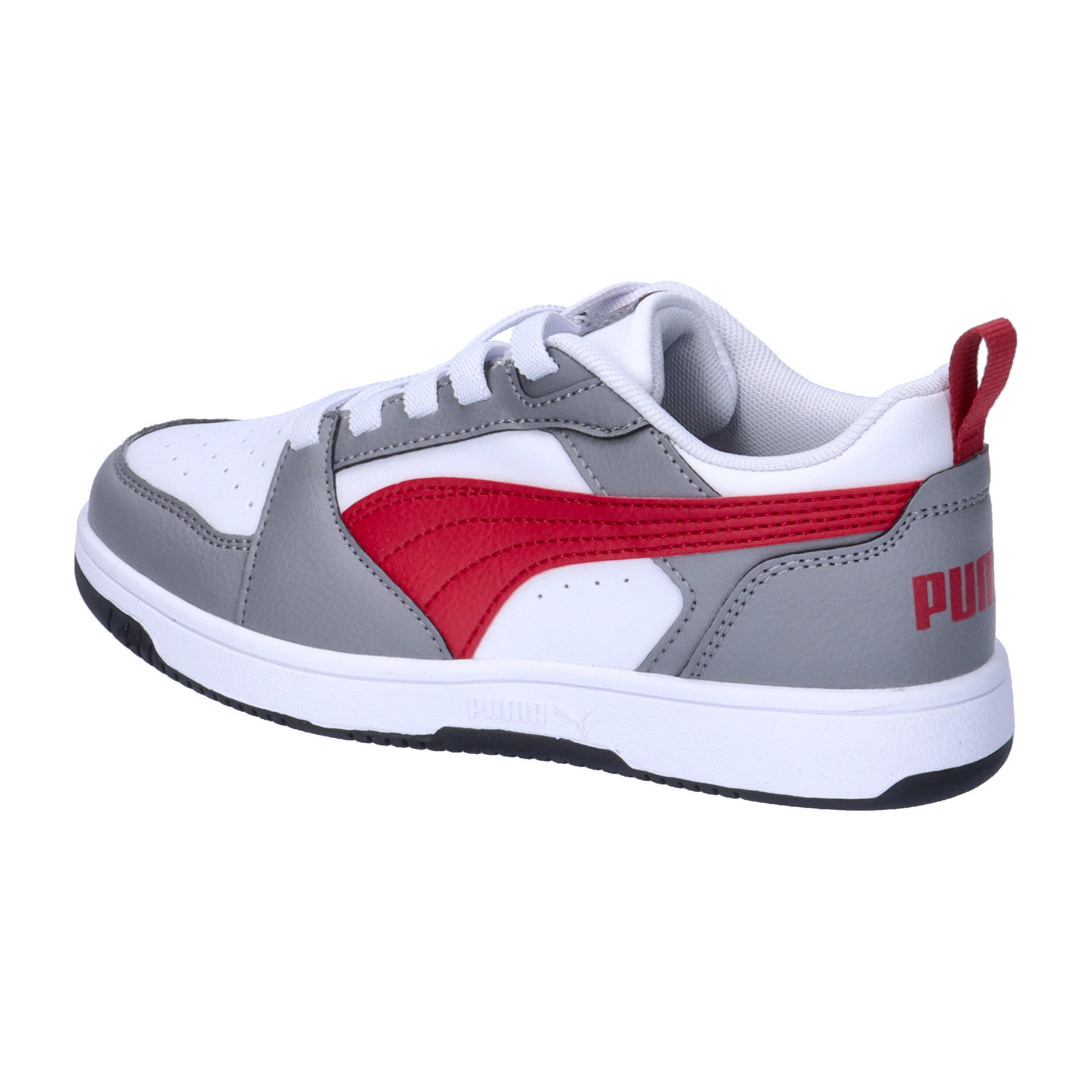 Puma Rebound V6 Lo AC PS Unisex Kinder Sneaker 396742 09 weiß/grau/rot 11/15