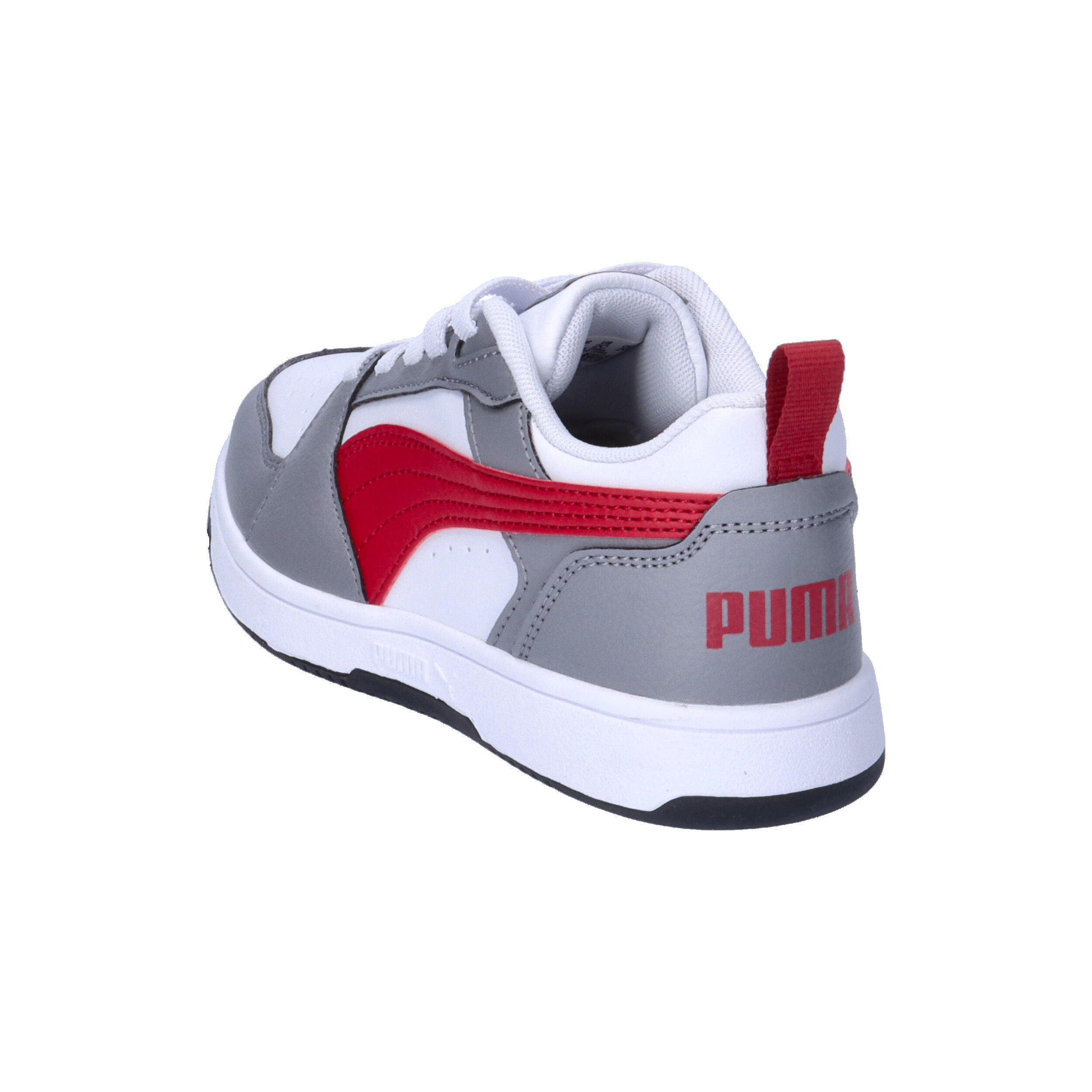 Puma Rebound V6 Lo AC PS Unisex Kinder Sneaker 396742 09 weiß/grau/rot 12/15