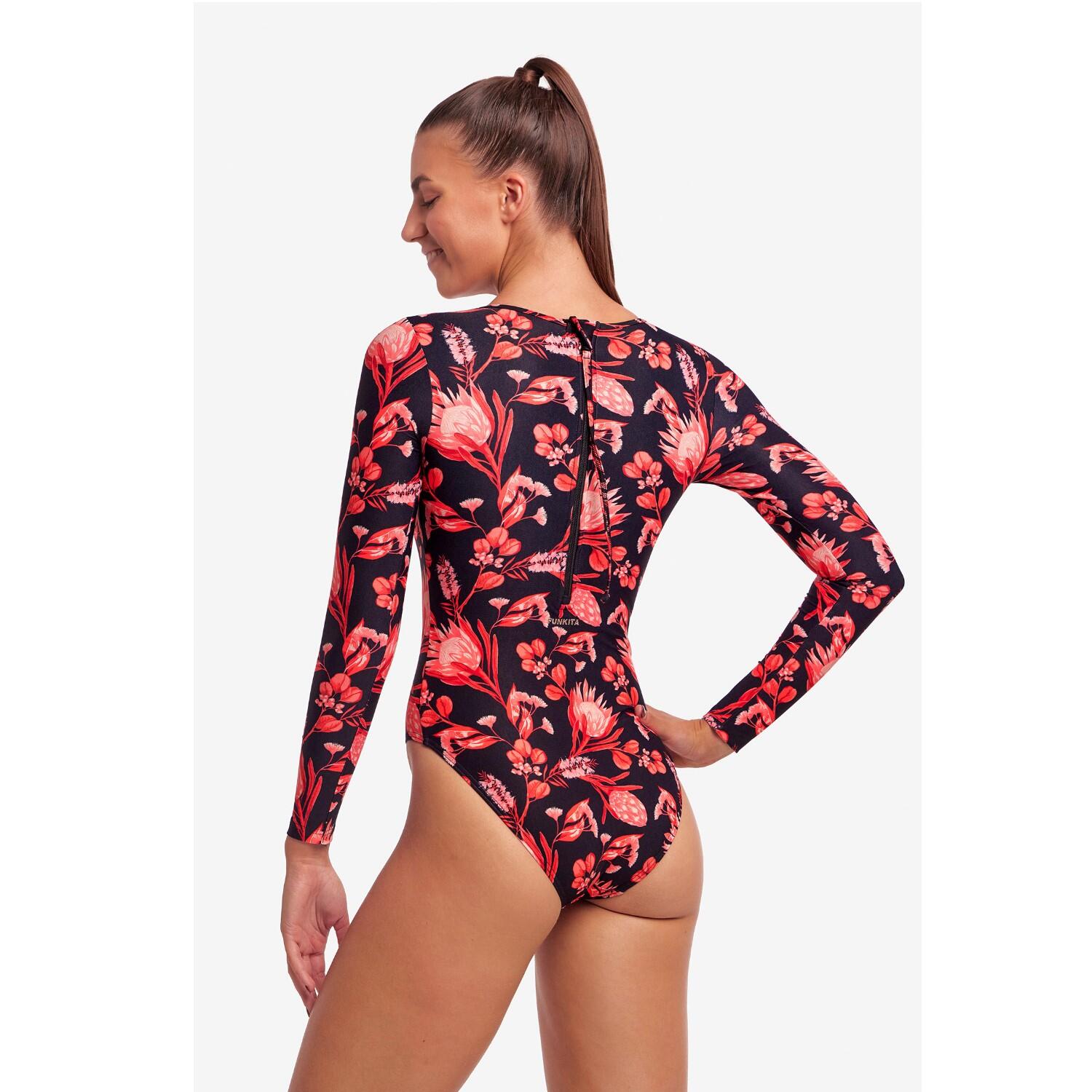 Funkita Badeanzug langarm für Damen Acacia Rose chlorresistent 3/7