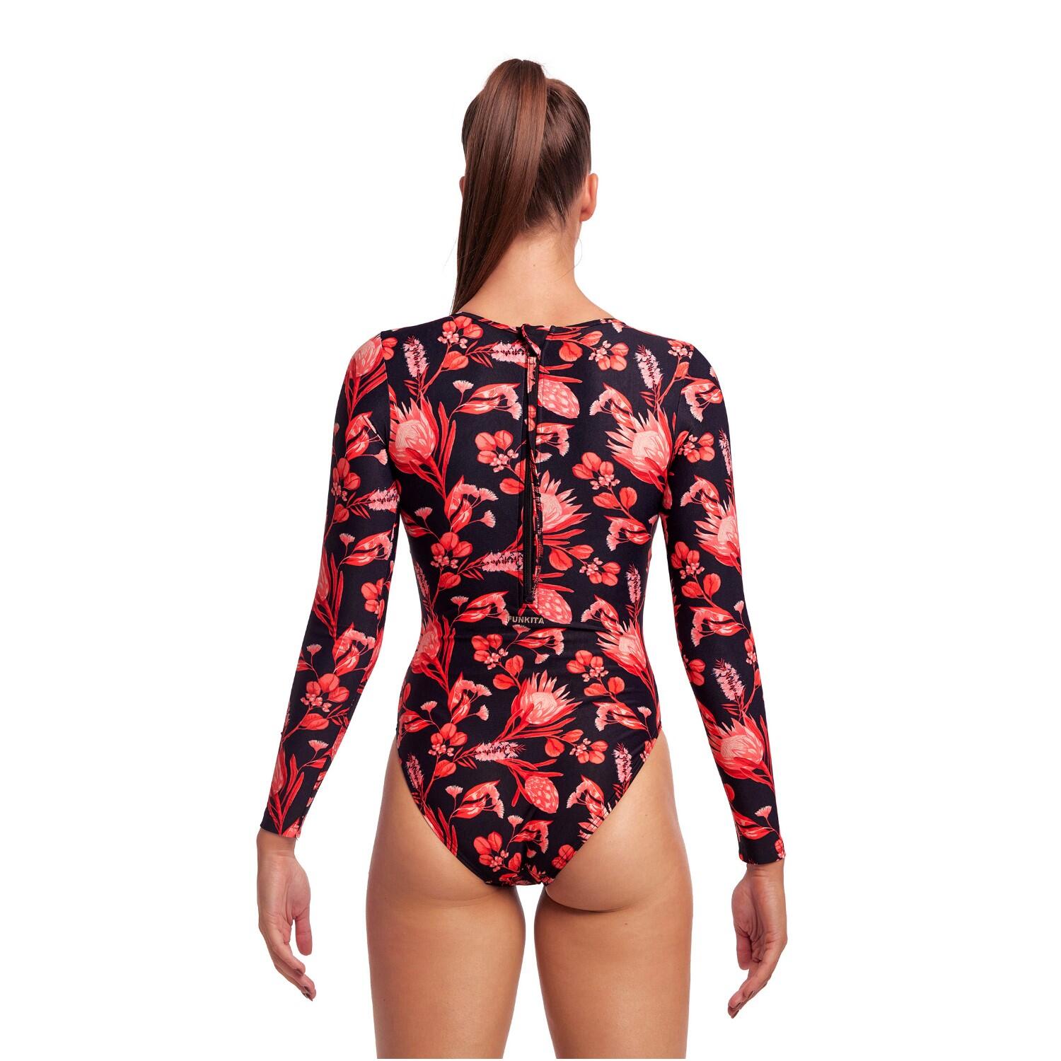 Funkita Badeanzug langarm für Damen Acacia Rose chlorresistent 2/7