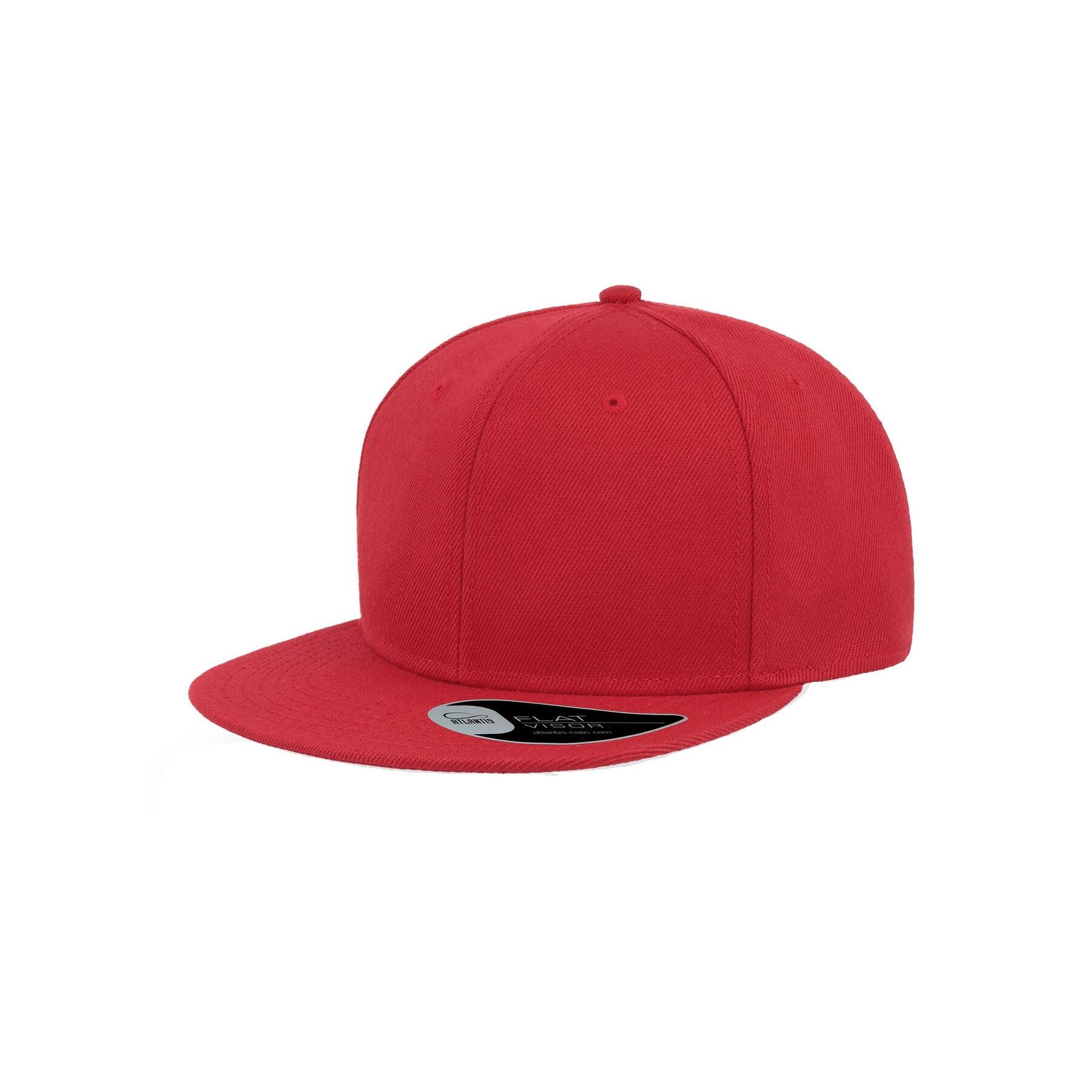 Snap Back Flat Visor 6 Panel Cap (Red) 1/4