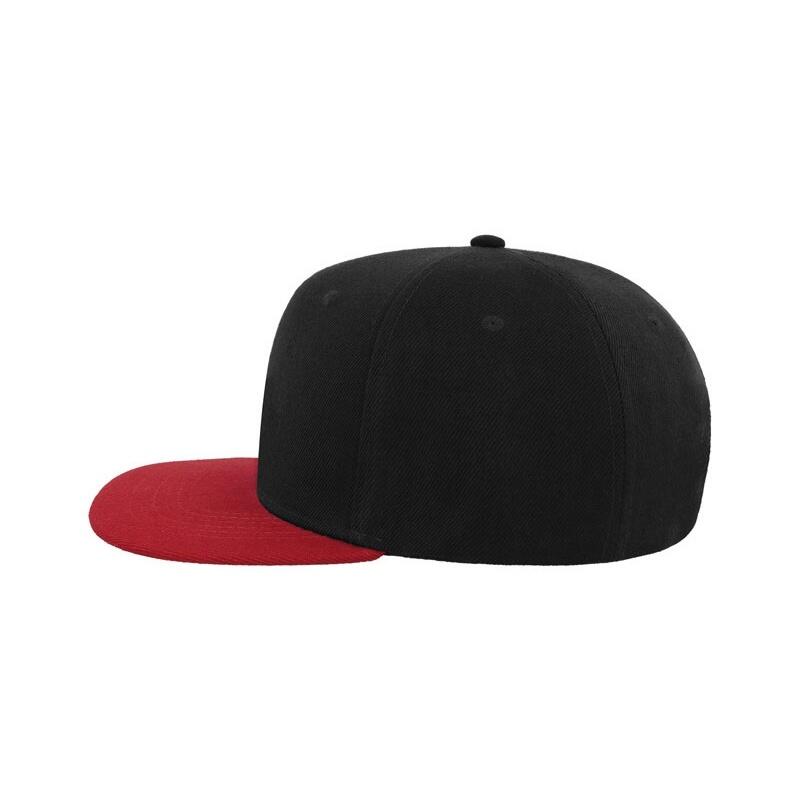 Snap Back flacher Schirm 6 Panel Kappe Damen und Herren Schwarz/Rot