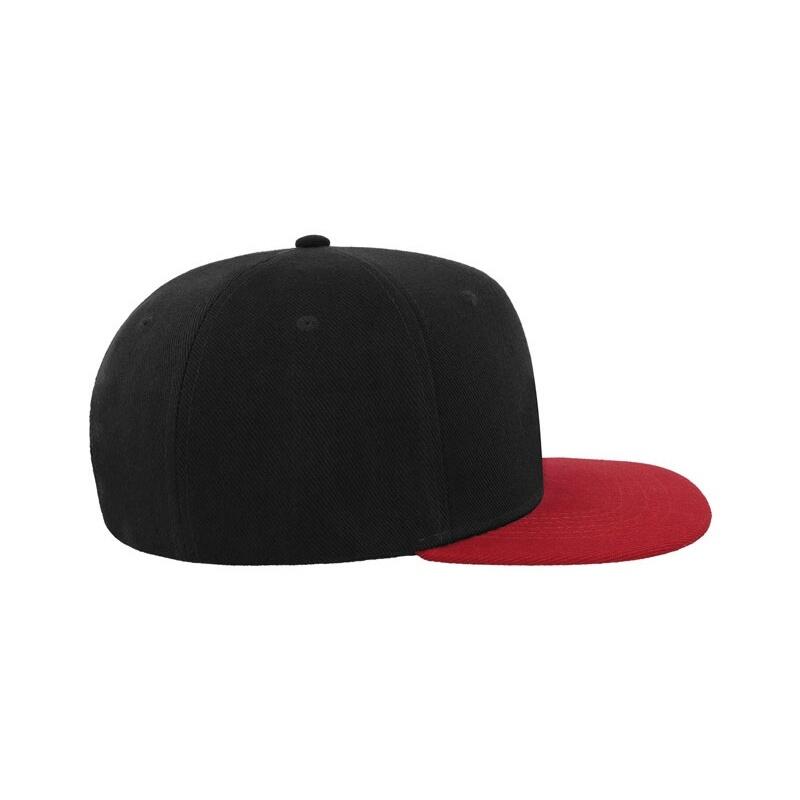 Snap Back flacher Schirm 6 Panel Kappe Damen und Herren Schwarz/Rot