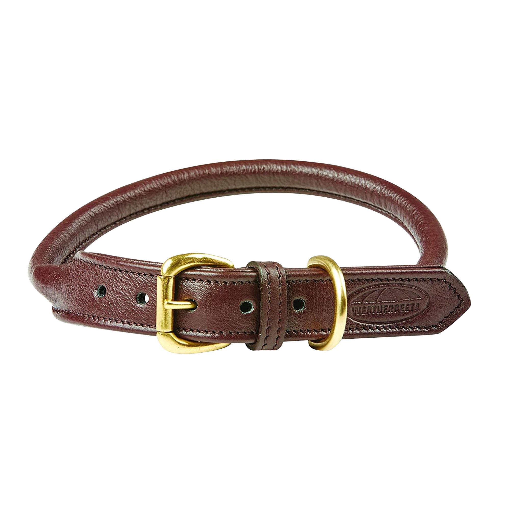 WEATHERBEETA Rolled Leather Dog Collar (Brown)