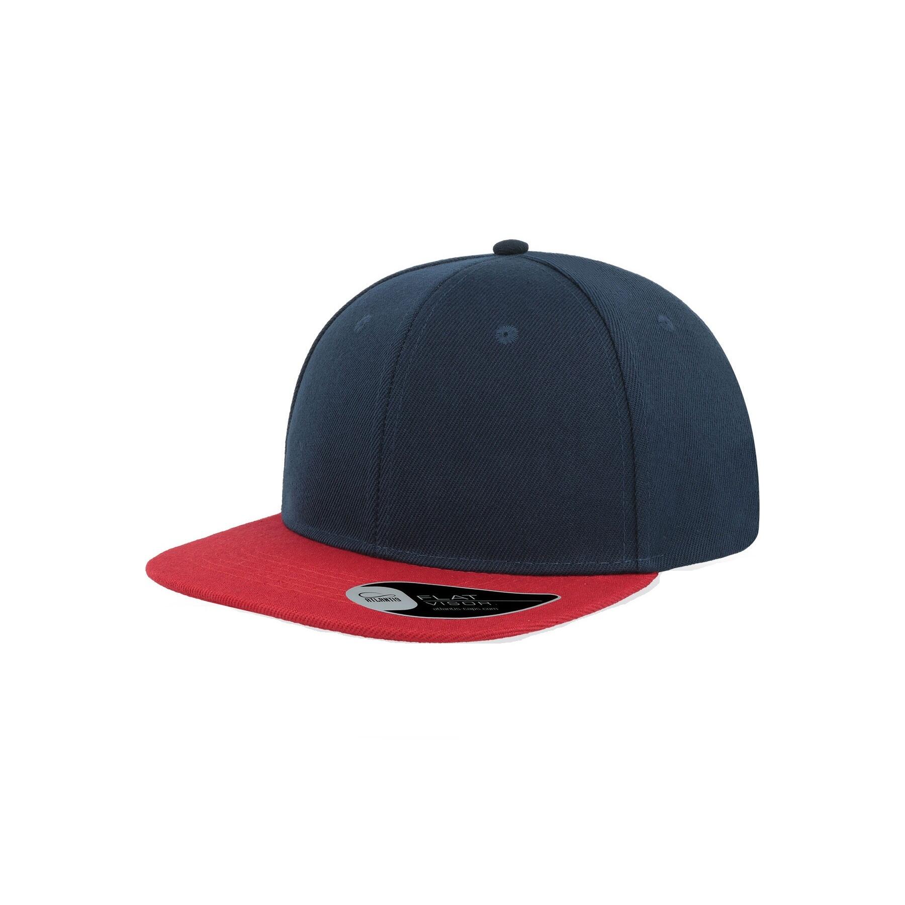 ATLANTIS Snap Back Flat Visor 6 Panel Cap (Navy/Red)