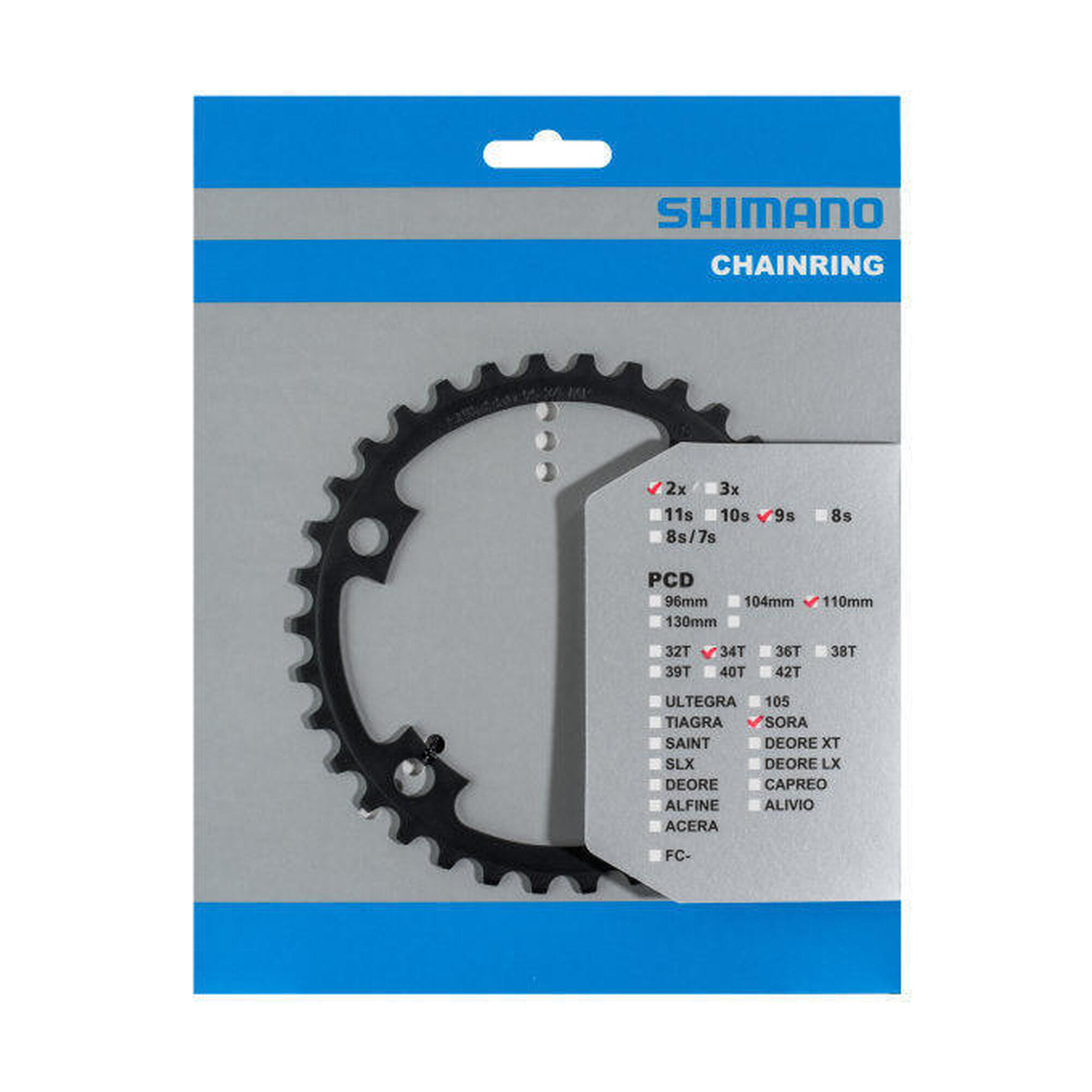 Shimano - Shimano Chain Top 34t Sora Fc-r3000 9 Vitesse - Plateau De Pédalier - Noir - Decathlon