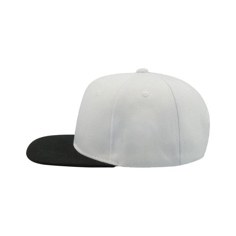 Snap Back Flat Visor 6 Panel Cap (White/Black) 3/4