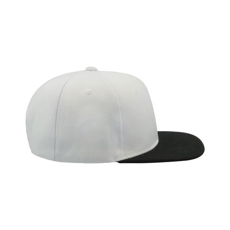 Snap Back Flat Visor 6 Panel Cap (White/Black) 4/4