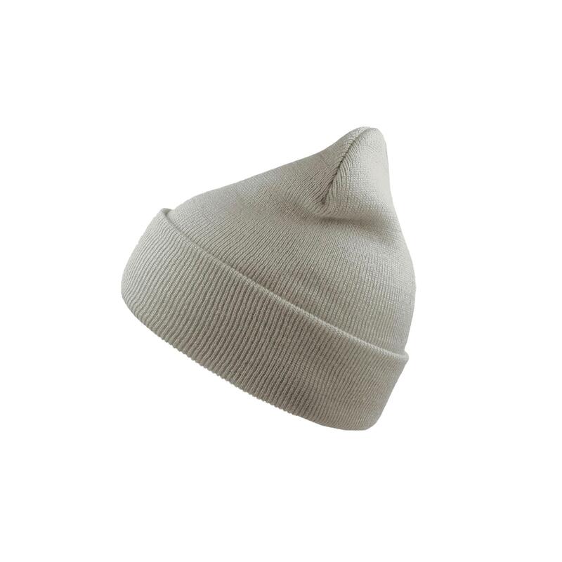 Wind Double Skin Beanie With Turn Up (Light Grey)