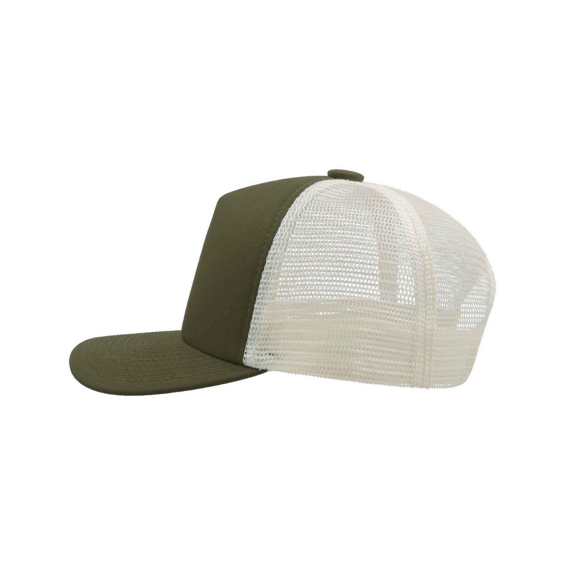 Record Mid Visor 5 Panel Trucker Cap (Olive) 3/4