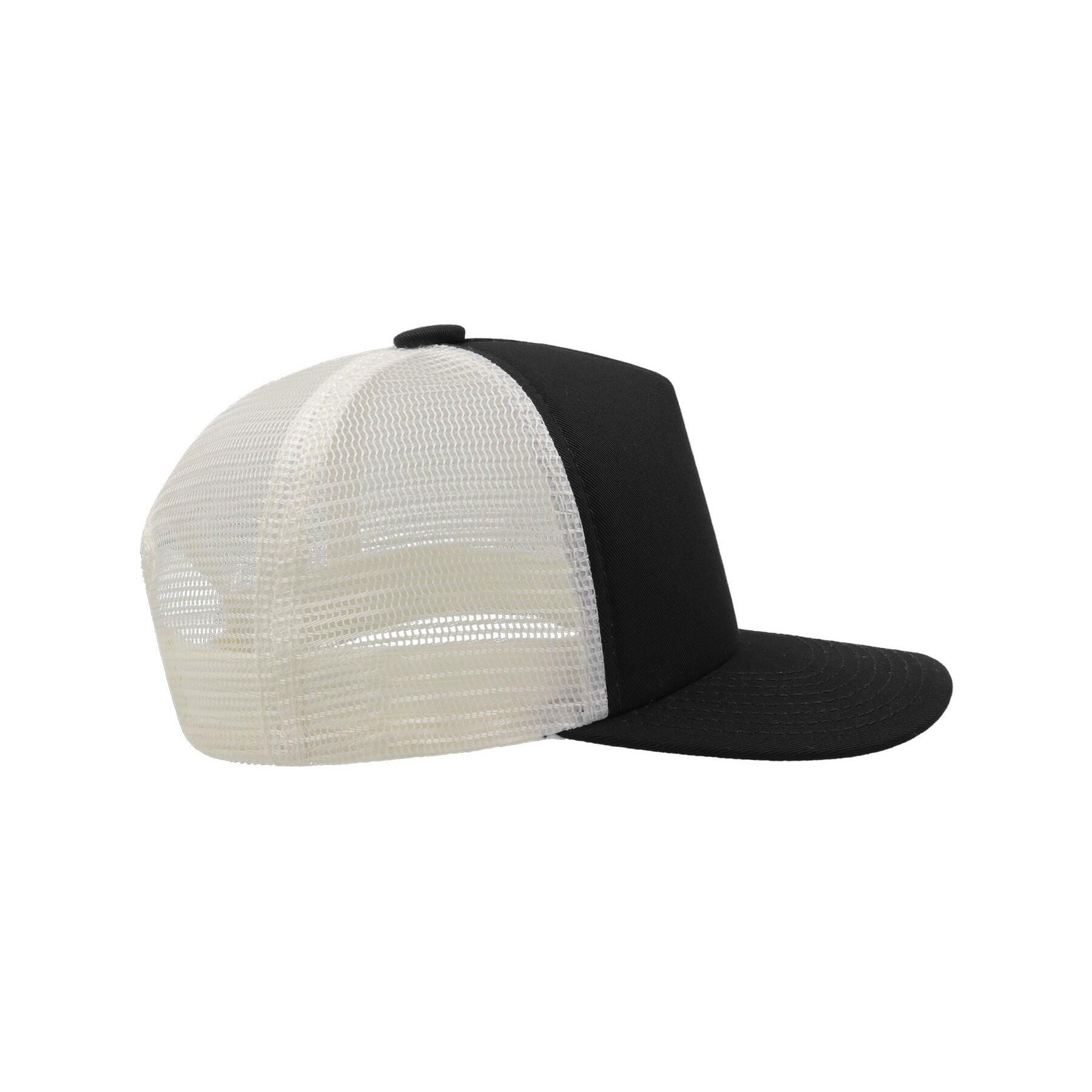 Record Mid Visor 5 Panel Trucker Cap (Black) 4/4