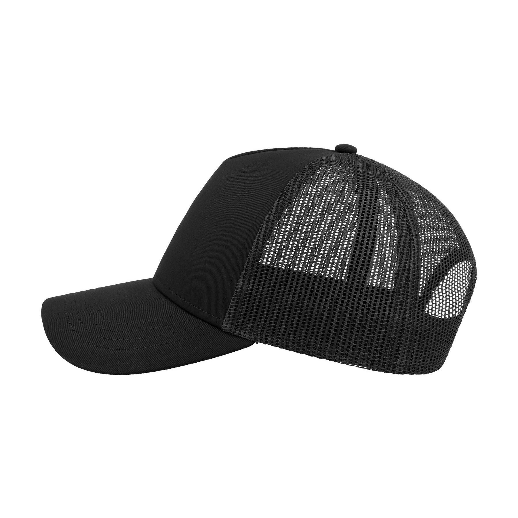 Rapper Cotton 5 Panel Trucker Cap (Black/Black) 3/4