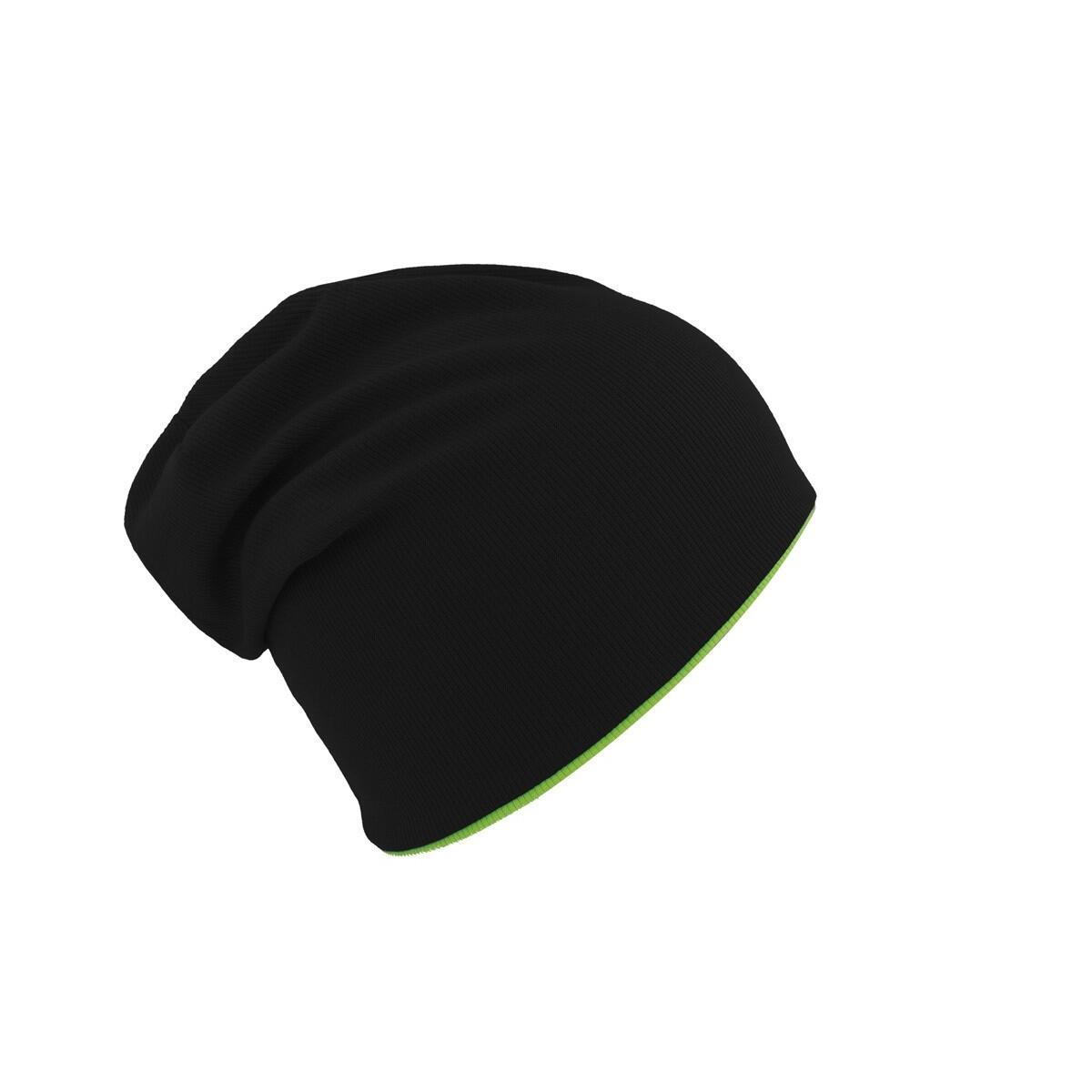 Extreme Reversible Jersey Slouch Beanie (Black/Safety Green) 2/4