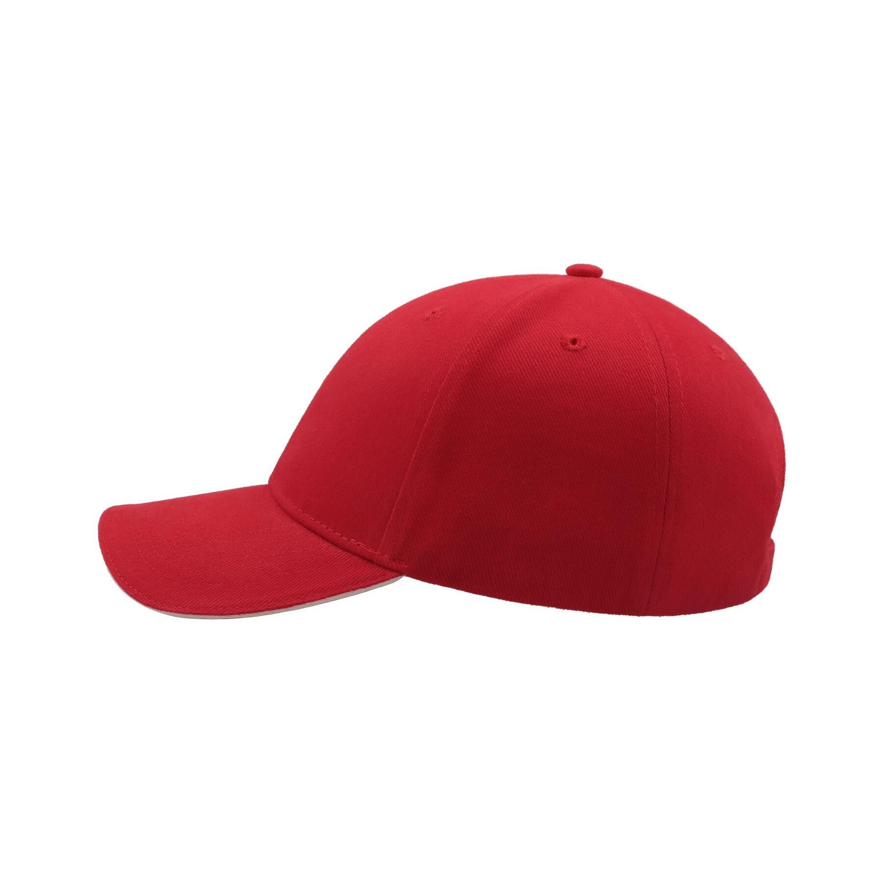 Liberty Sandwich Heavy Brush Cotton 6 Panel Cap (Red) 3/4