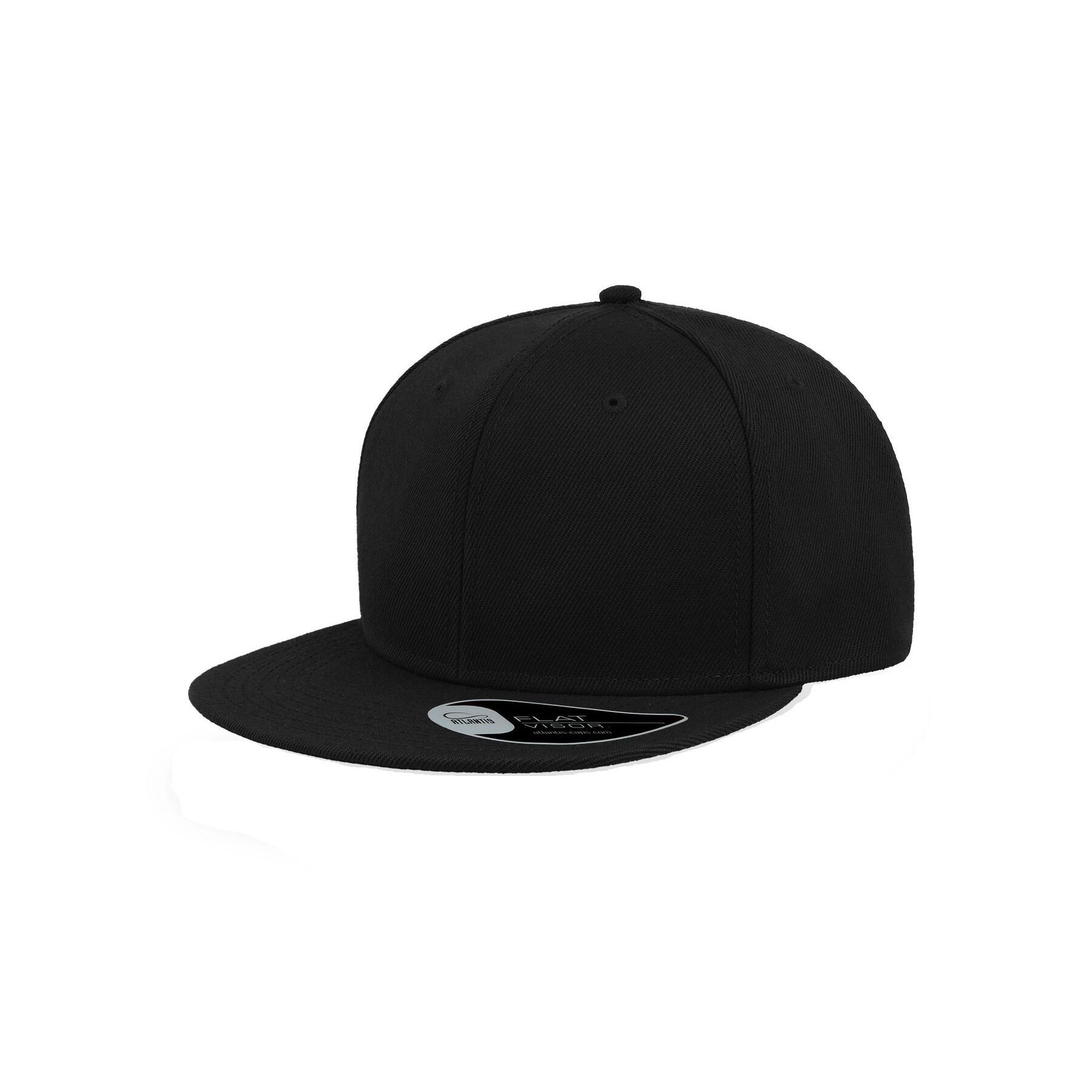 Snap Back Flat Visor 6 Panel Cap (Black) 1/4