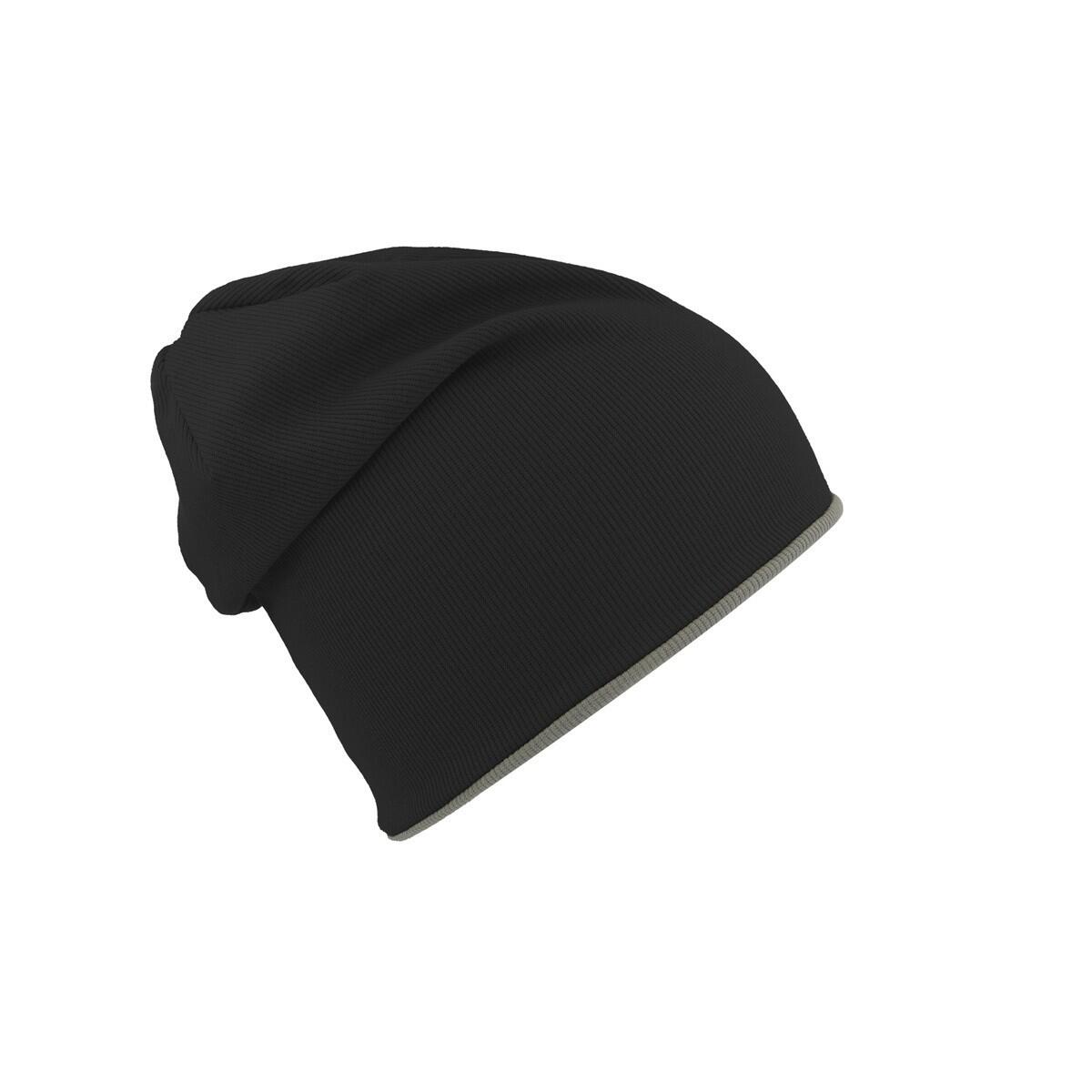 Extreme Reversible Jersey Slouch Beanie (Black/Grey) 2/4