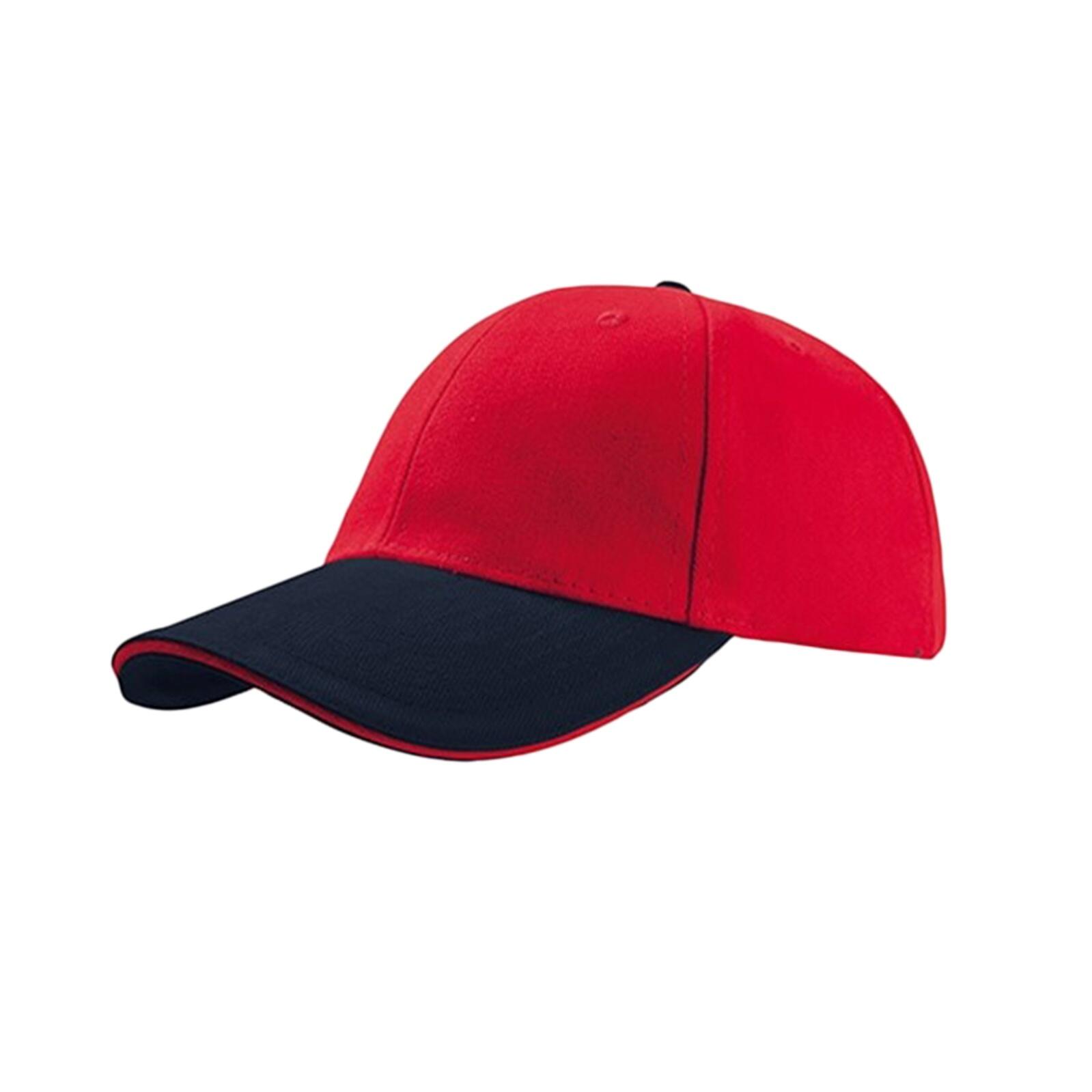 Liberty Sandwich Heavy Brush Cotton 6 Panel Cap (Red/Navy) 1/4