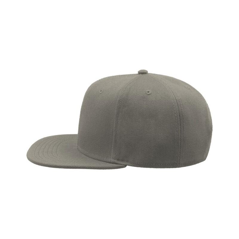 Snap Back Flat Visor 6 Panel Cap (Grey) 3/4