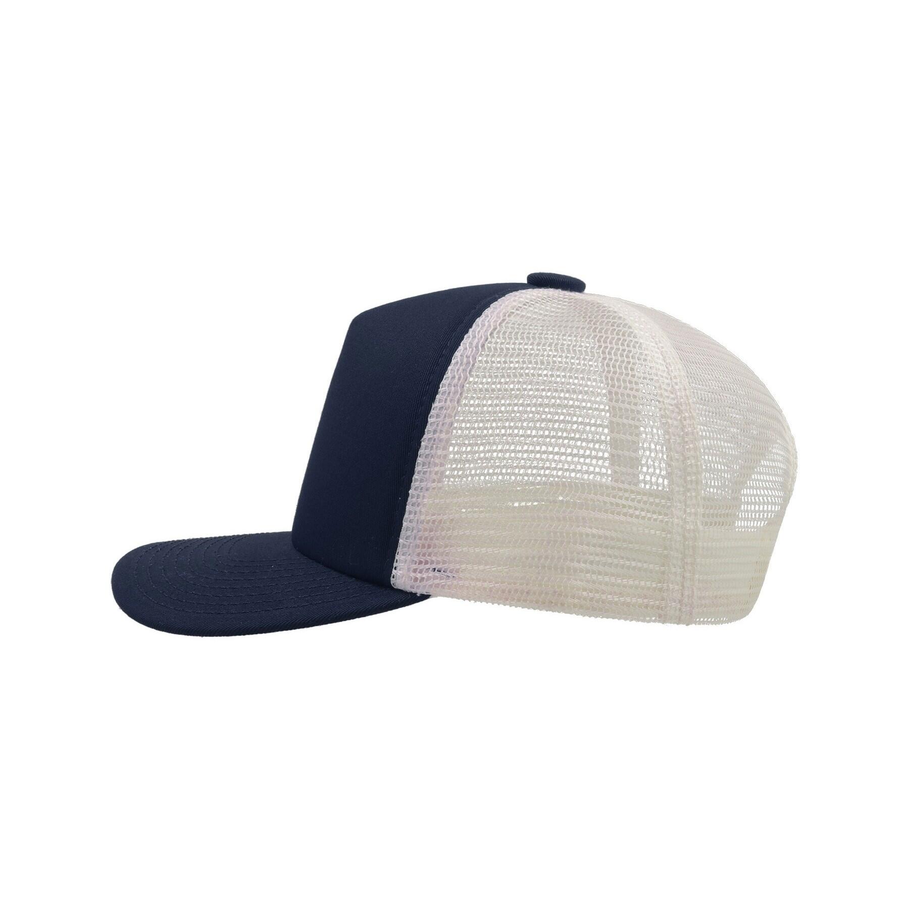 Record Mid Visor 5 Panel Trucker Cap (Navy) 3/4