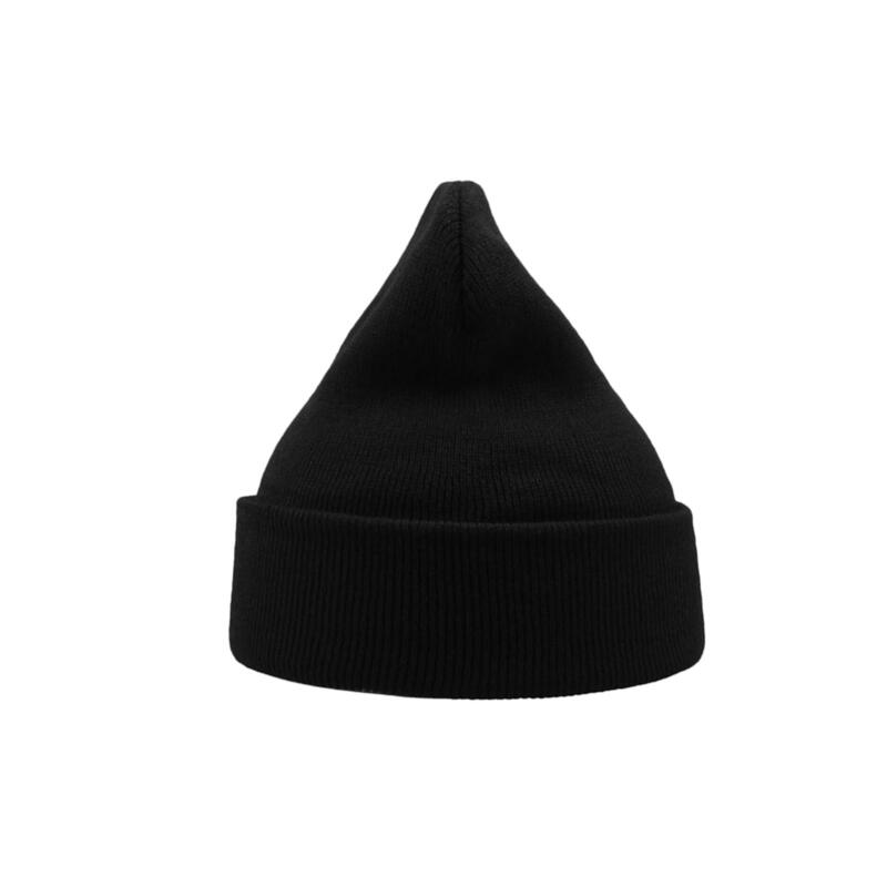 Wind Doppel Skin Beanie mit Umschlag Damen und Herren Schwarz