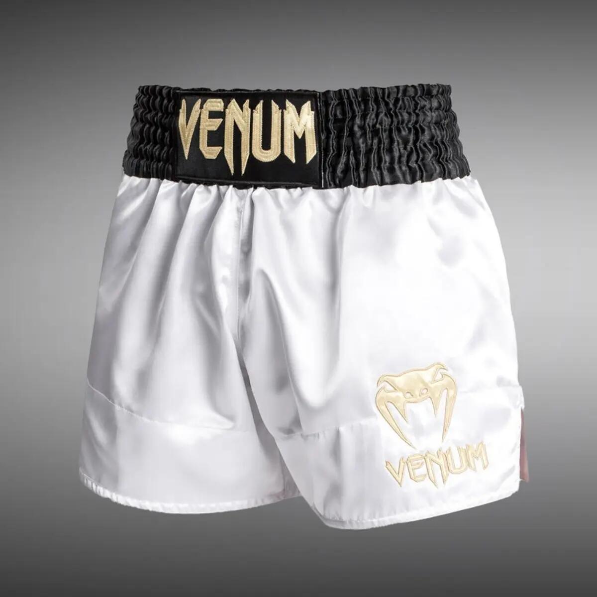 Pantalones cortos clásicos Venum Muay Thai Blanco/Negro/Dorado Talla L 4/5