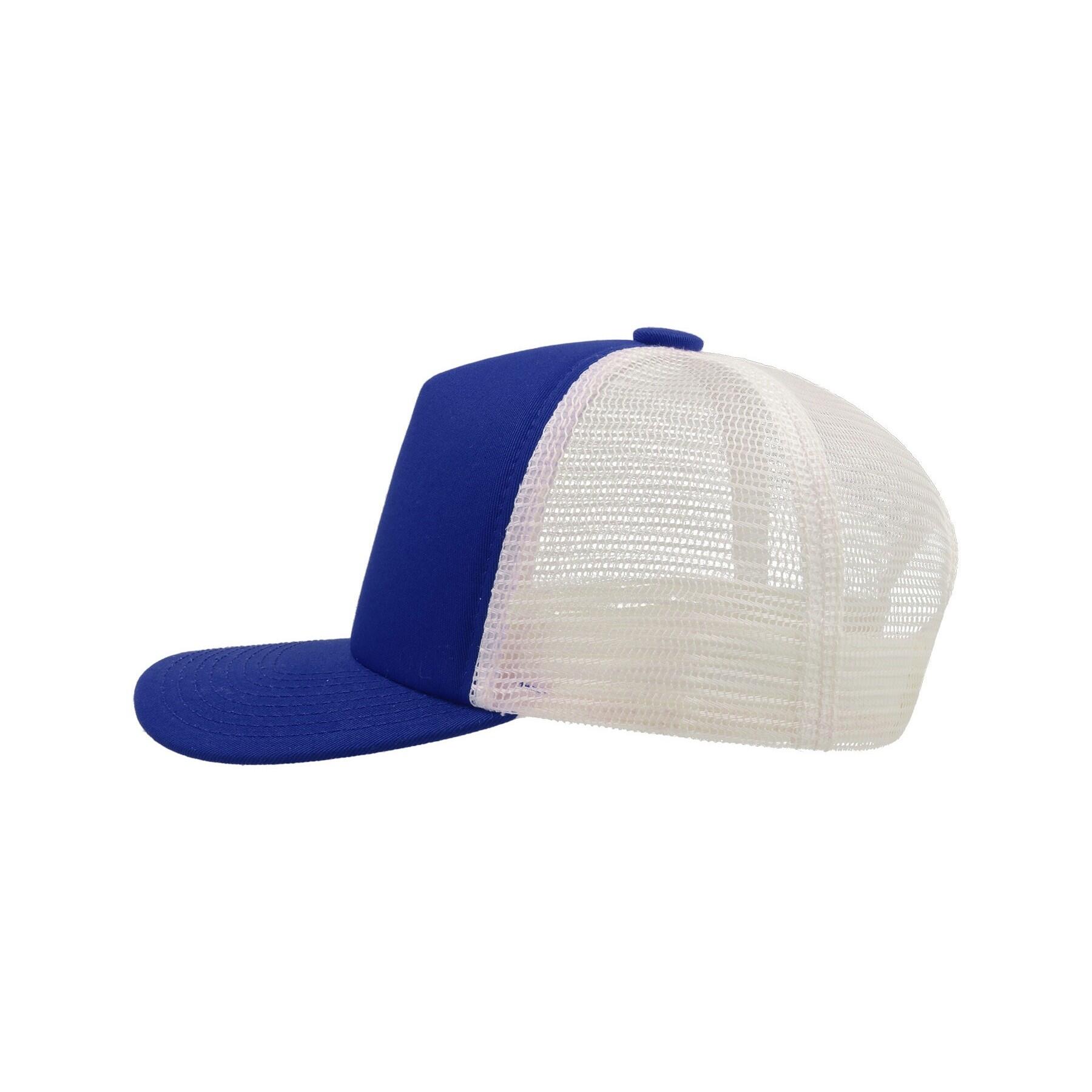 Record Mid Visor 5 Panel Trucker Cap (Royal) 3/4