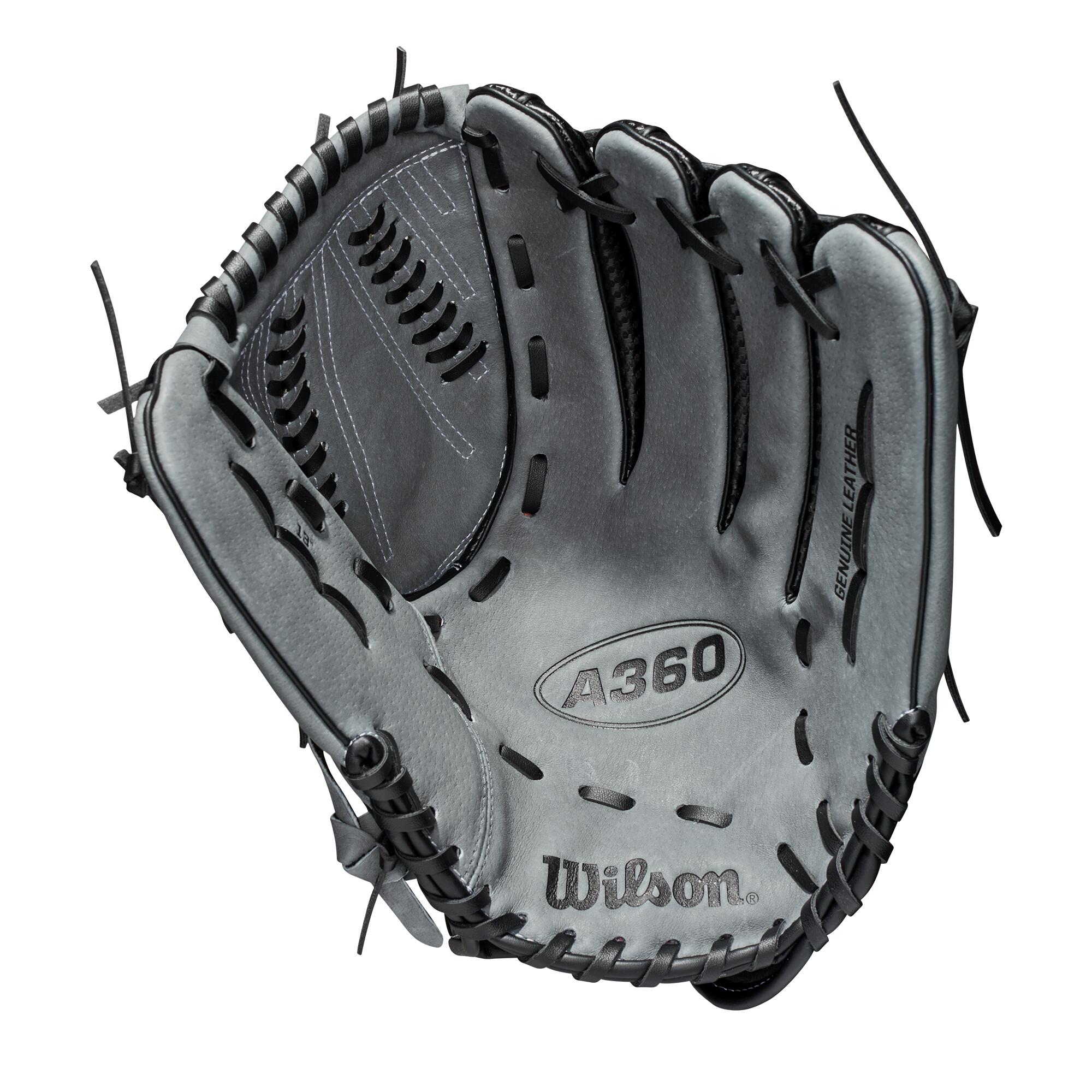 Guante de béisbol - A360 - Softball - Adulto - (Negro/Gris) - 13 pulgadas 3/4