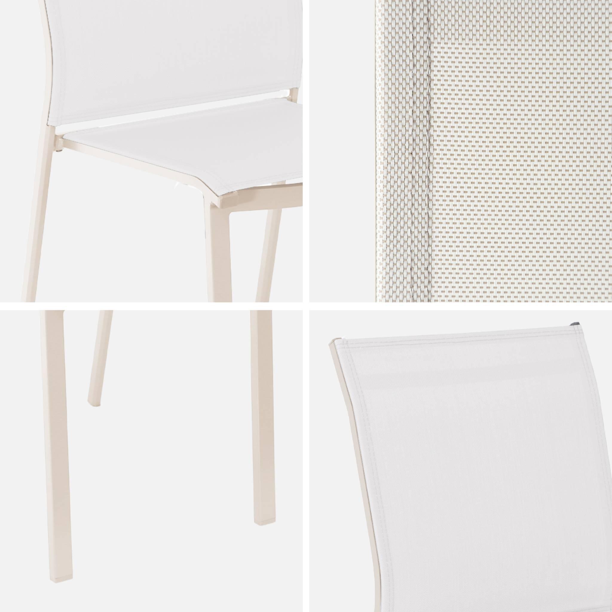 Silla de jardín apilable de aluminio y textilene, set de 2, Beige 5/6
