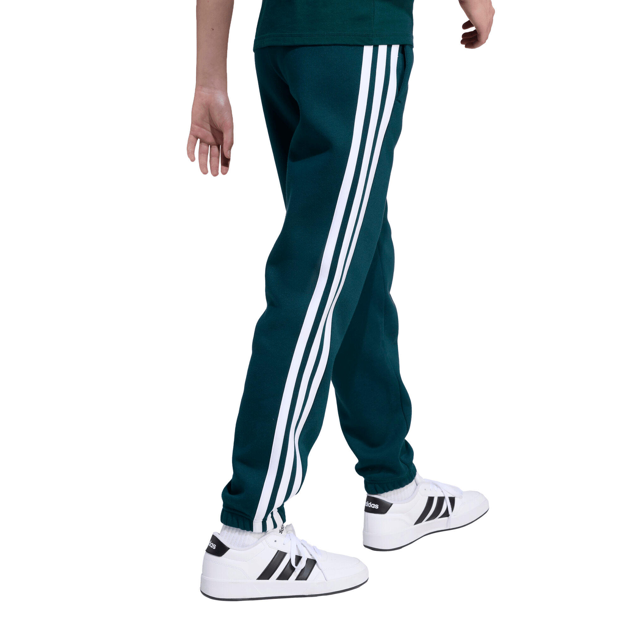 Pantalón chándal adidas Jr verde, felpa, 3 bandas 2/4
