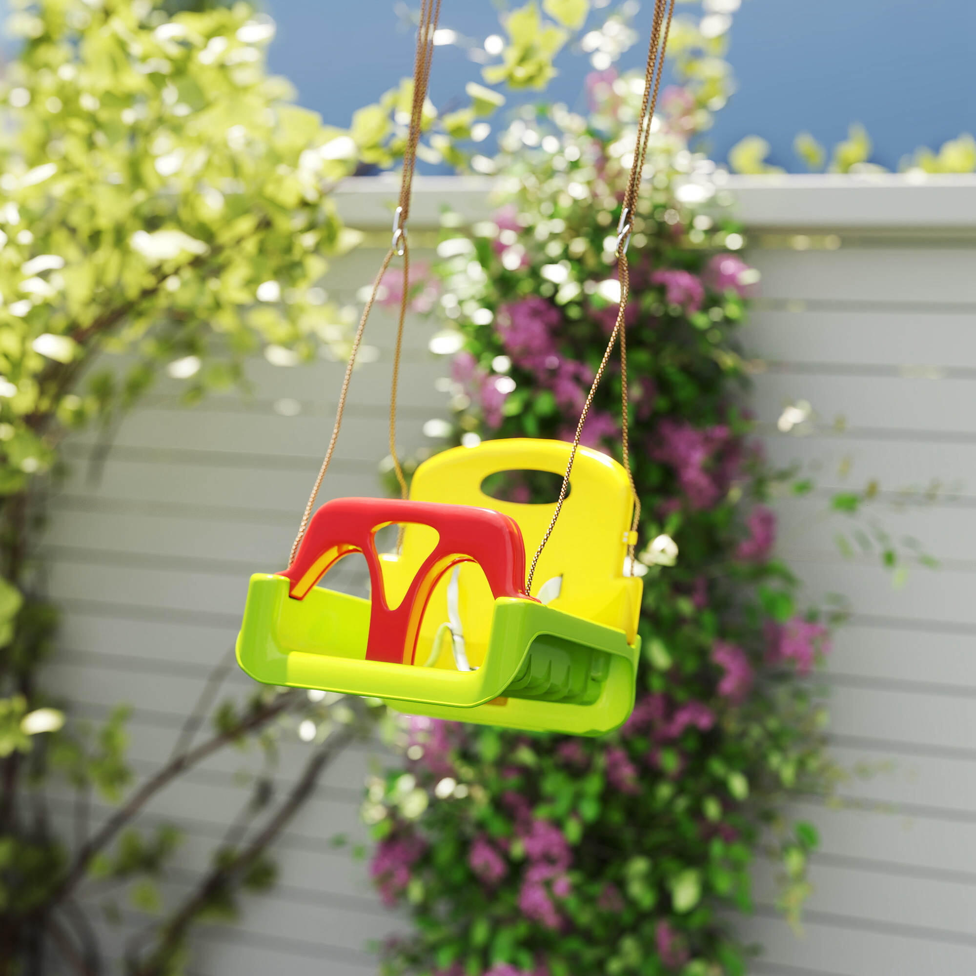 Columpio para bebés con cuerdas ajustables Outsunny 42x33x180 cm verde 2/3