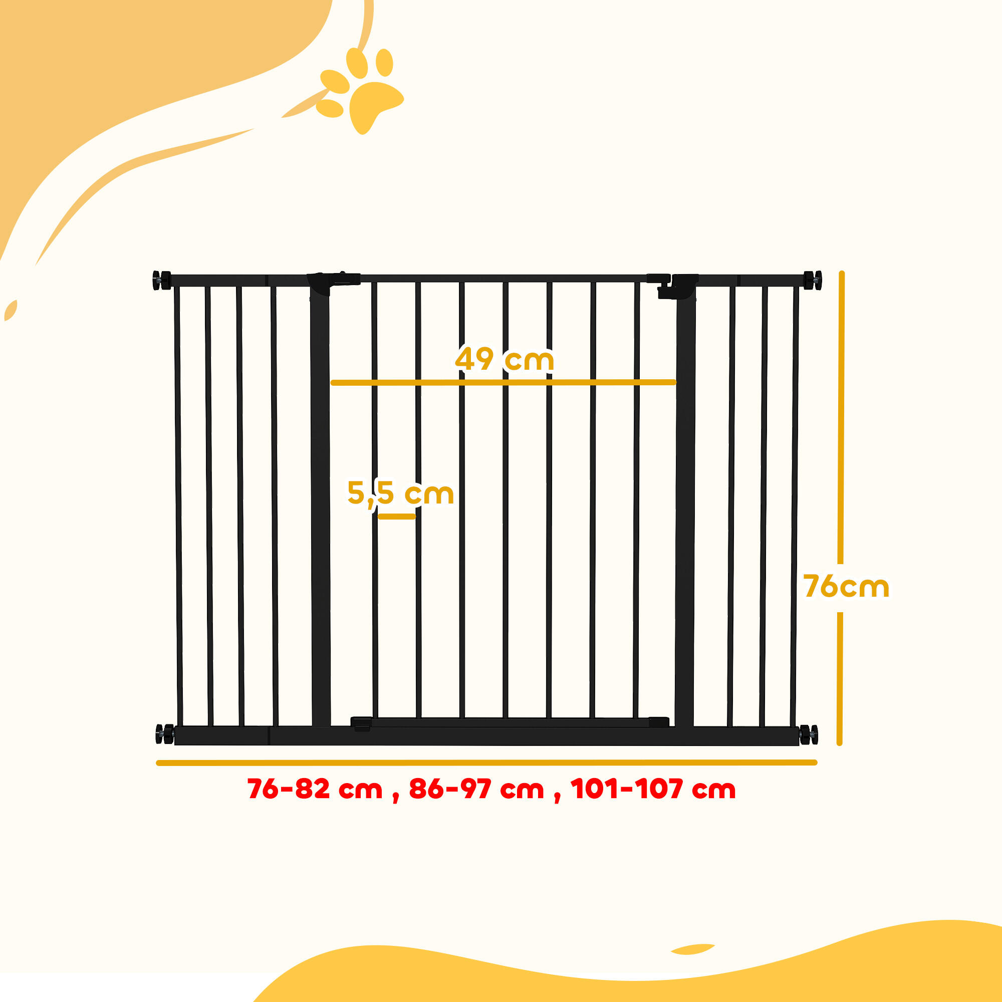 Barrera de Seguridad para Perros PawHut 107x76 cm Negro 3/7