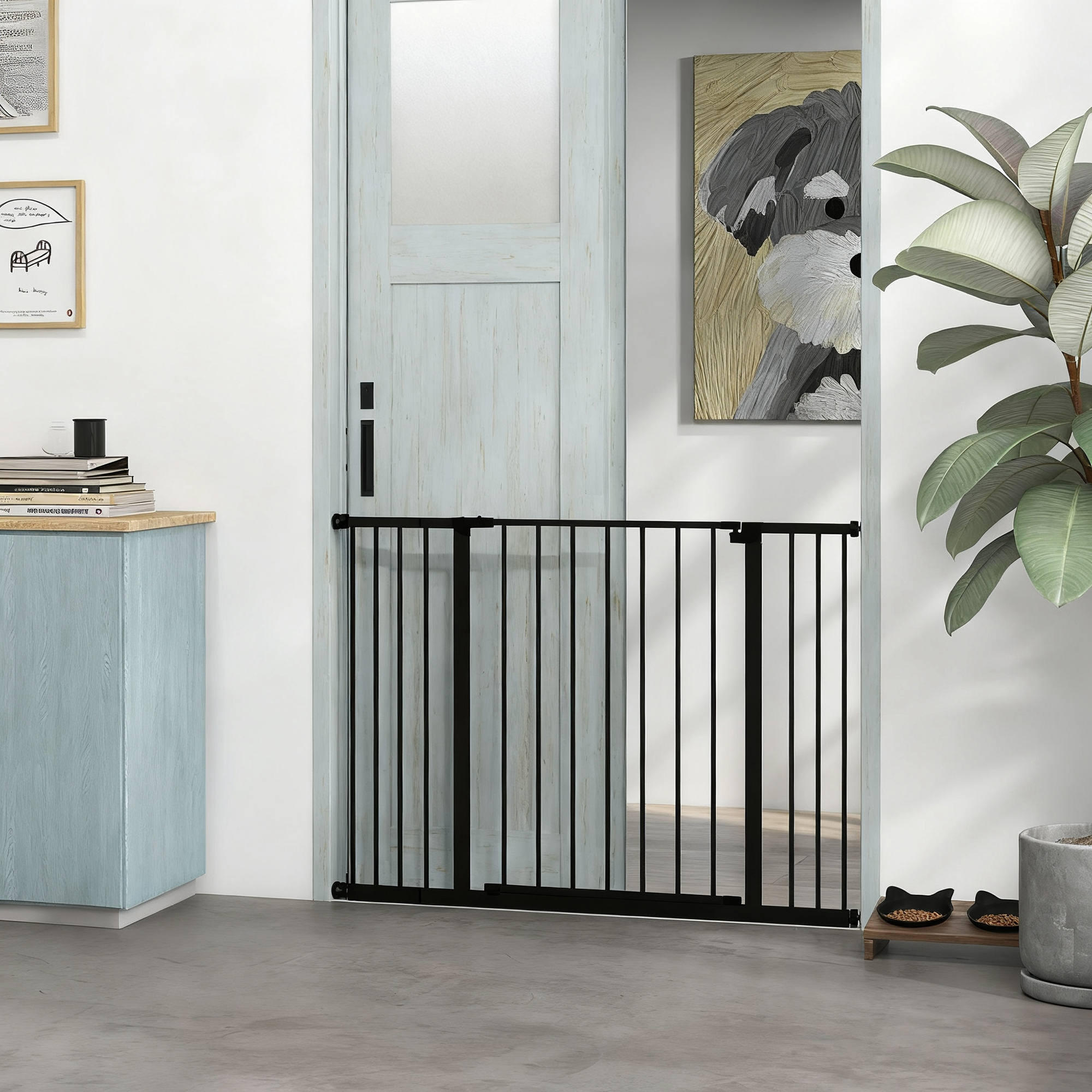 Barrera de Seguridad para Perros PawHut 107x76 cm Negro 2/7