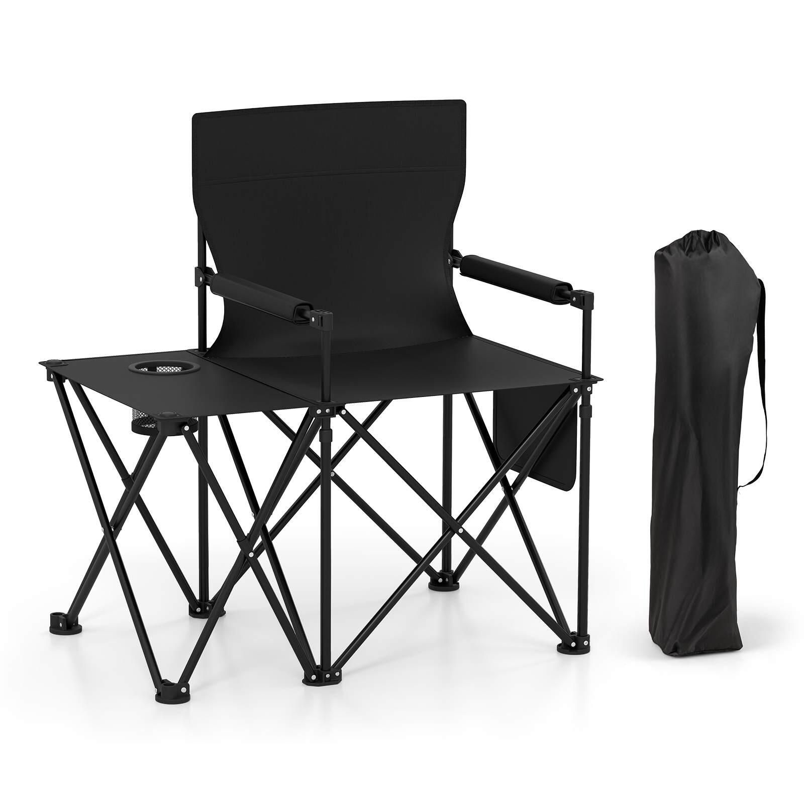 Folding Camping Chair w/Side Table 2 Pockets