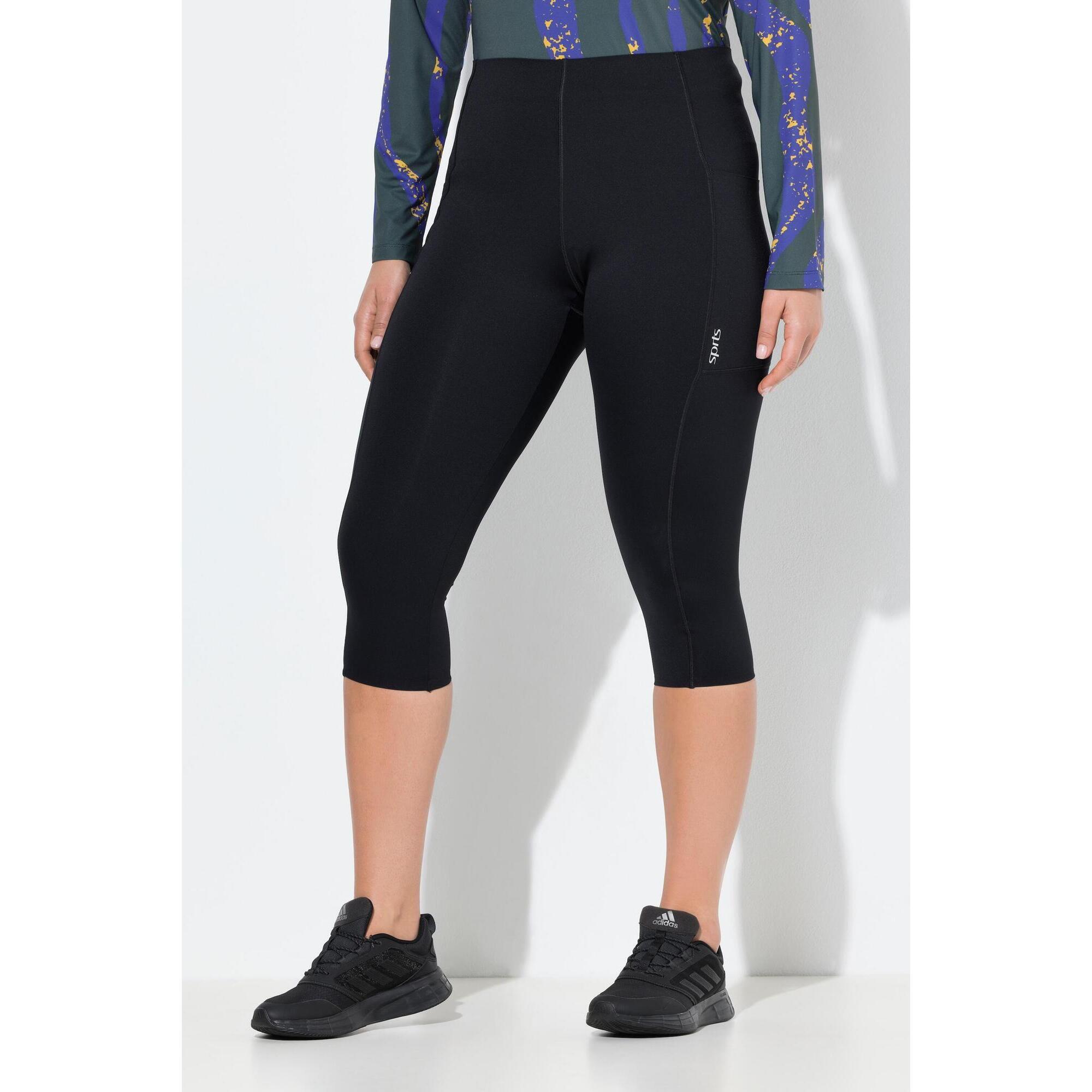 Ulla Popken - Femme Legging Corsaire Stretch Matière Recyclée À Séchage Rapide - Legging - Noir - Decathlon