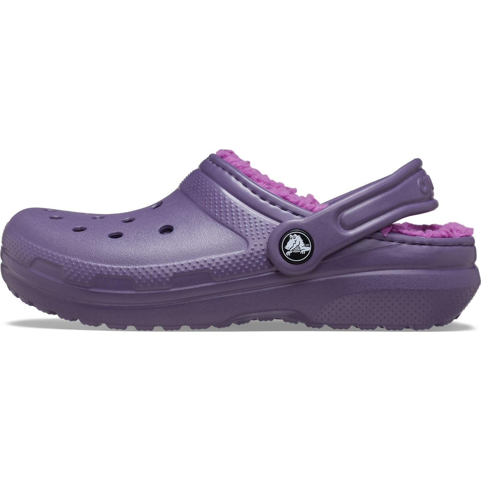 Crocs Classic Lined Thermoplastic Unisex Kids's Nightshade Clogs 6/6