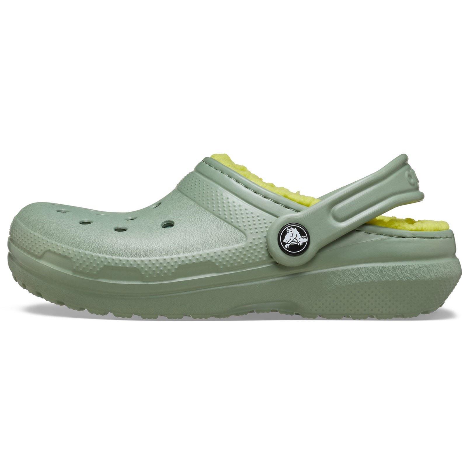 Crocs Classic Lined Thermoplastic Unisex Kids's Moss Clogs 6/6