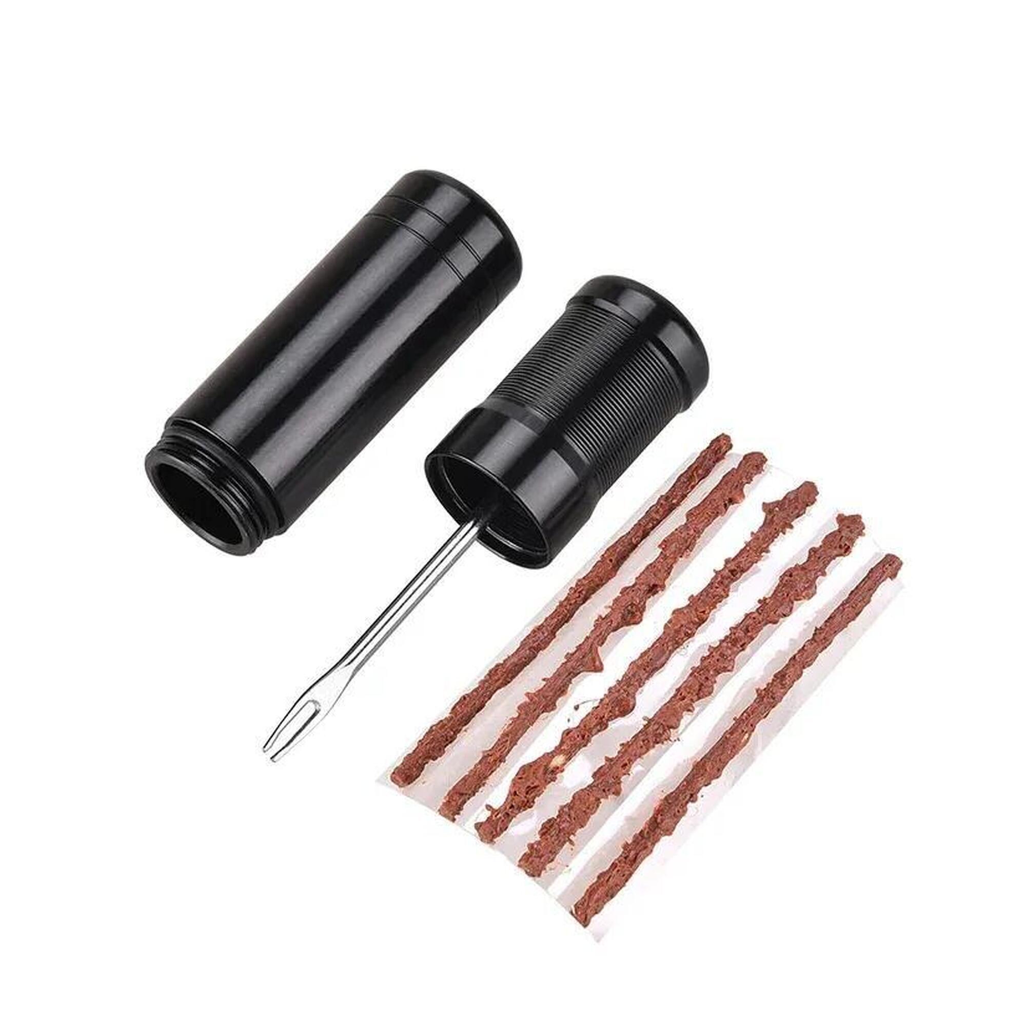 Kit reparație anvelopă tubeless – unealtă CNC aluminiu + 5 benzi – compact