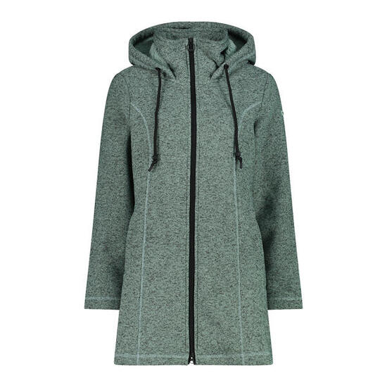 Parka met capuchon van nepbont in technische gemêleerde fleece vrouw CMP