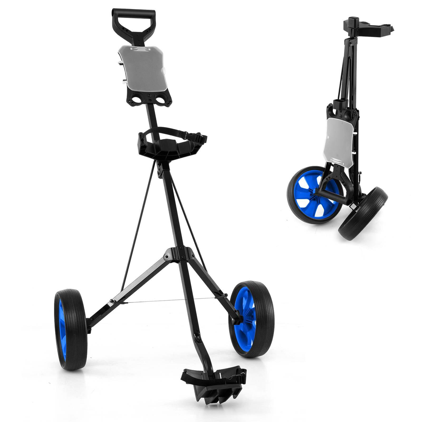 2-Wheel Foldable Golf Trolley w/Scorecard Holder Upper/Lower Bracket