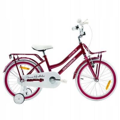 Kinderfiets germina voor meisje 18 inch met zijwieltjes, bagagedrager