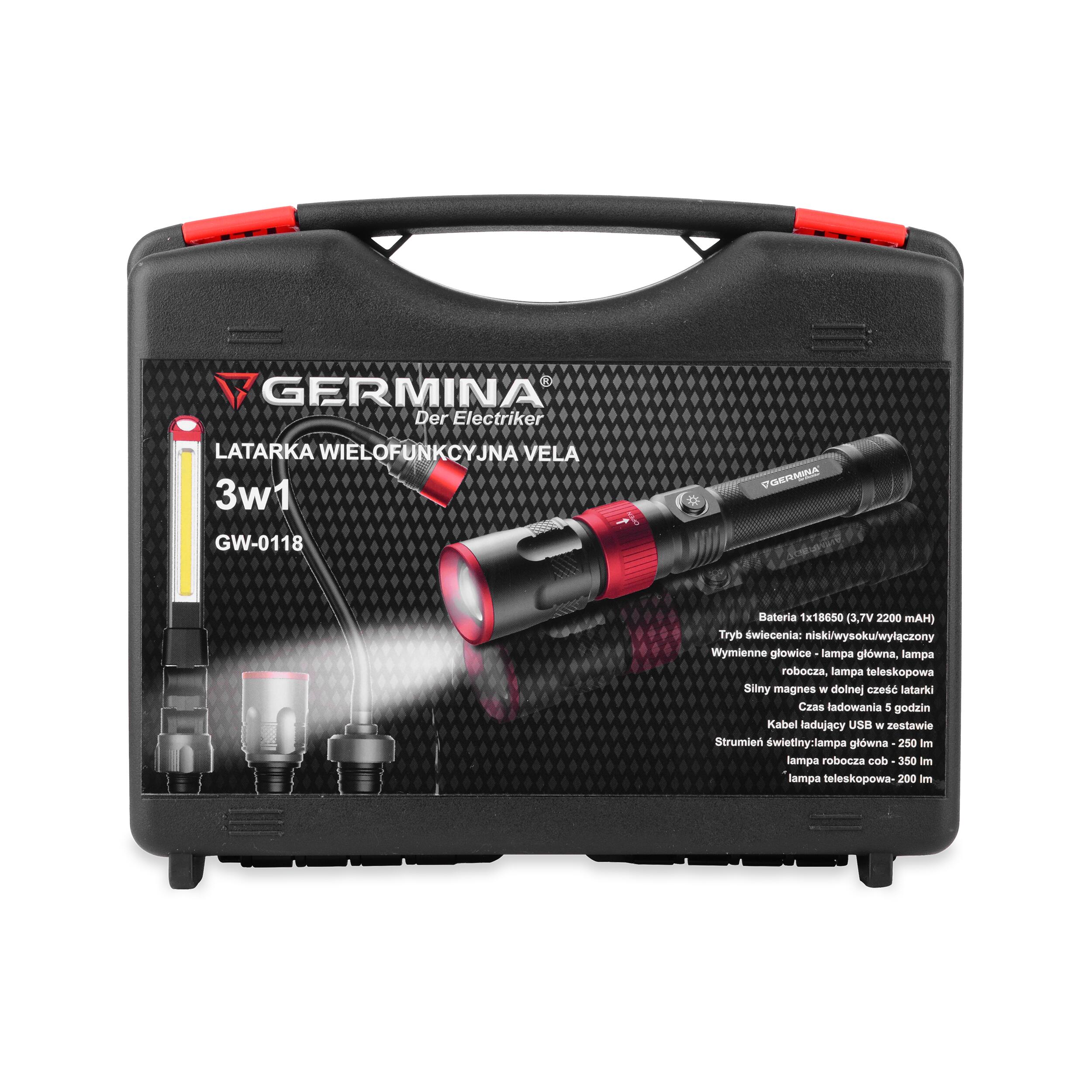 Latarka wielofunkcyjna ledowa Vela 3w1 Germina 3/7