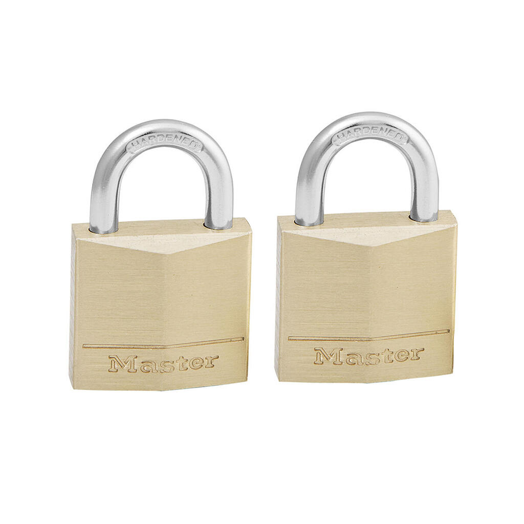 130EURD Pack of 2 Key Padlocks with Brass Body, Gold, 4,9 x 3 x 1,2 cm
