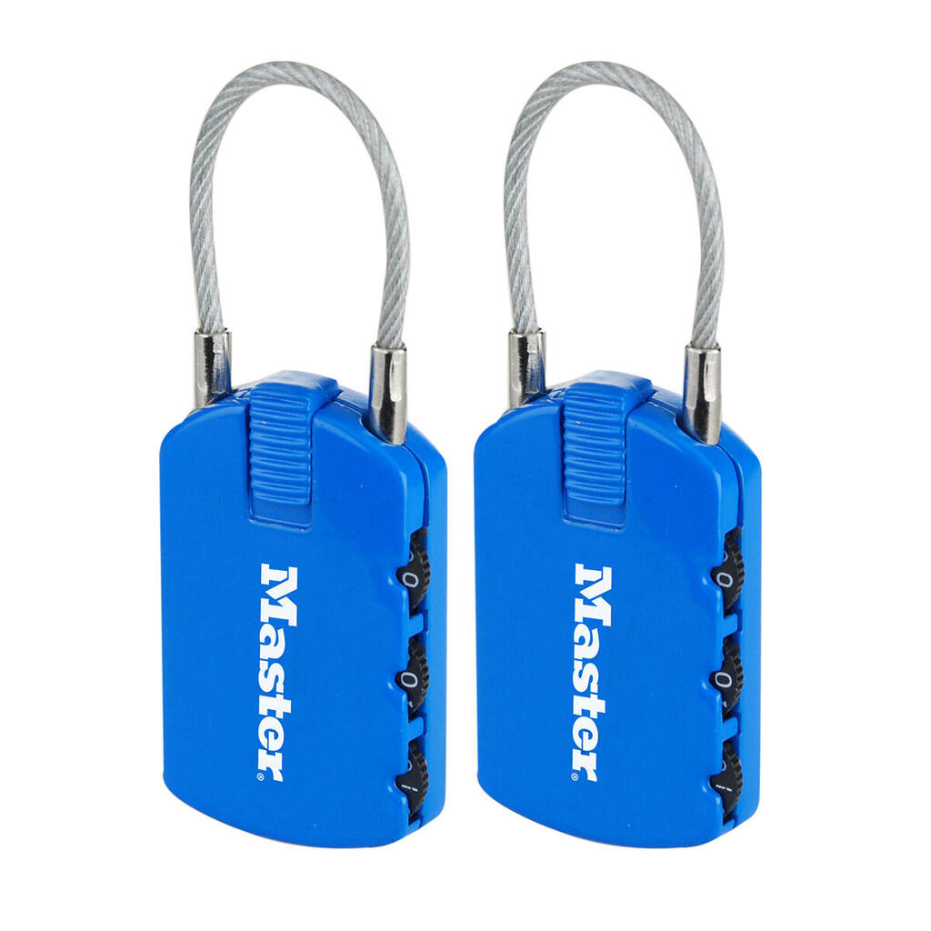 4684EURTCOL Pack of 2 Combination Padlocks with Address Tag, Random Color