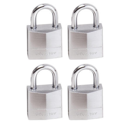 Set van 4 Marine hangsloten met sleutel, Grijs, 3,4 x 2 x 1 cm